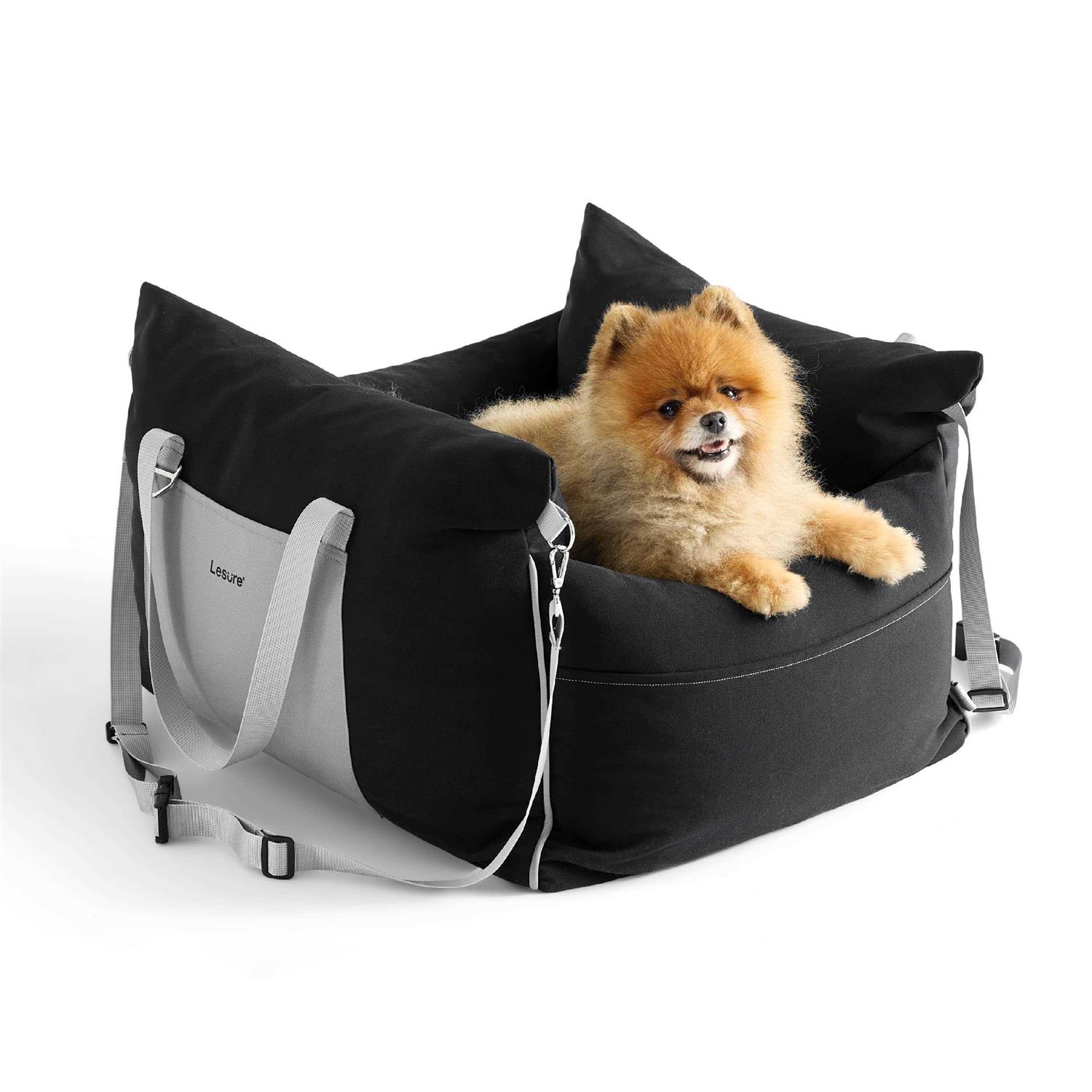 LE SURE Lesure Small Dog Car Seat for Small Dogs Waterproof Dog Booster Seat for Car with Storage Pockets, Clip-On Safety Leash and Thickened Memory Foam - Healthber