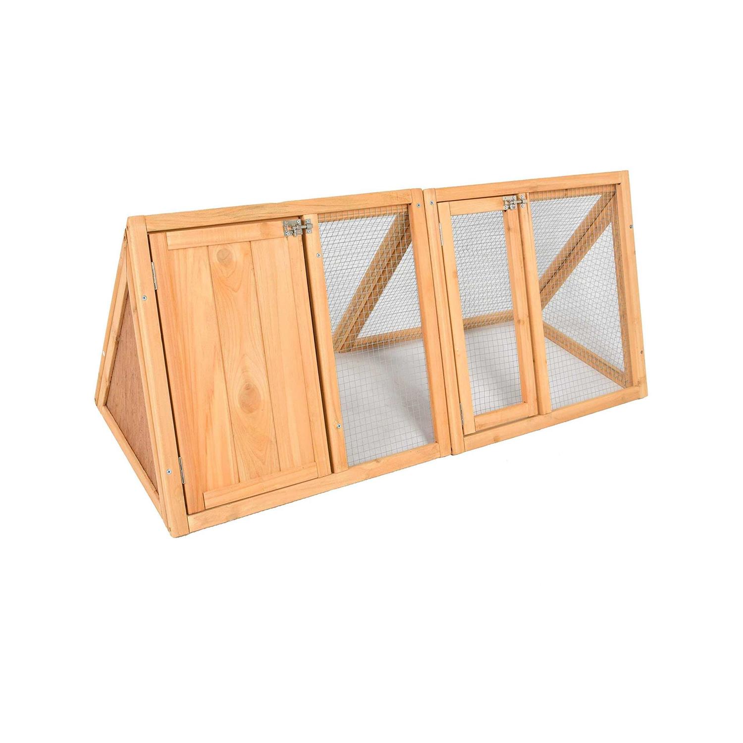 Rabbit Hutch Wooden Bunny Cage A-Frame Chicken Coop for Small Animals - Healthber