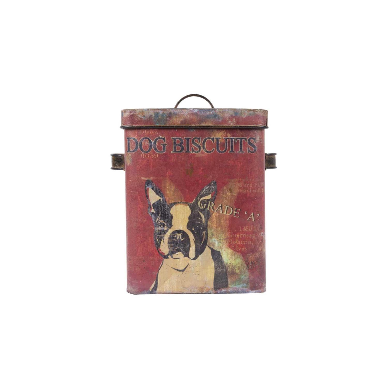 Creative Co-op Vintage Tin Dog Biscuit Container with Boston Terrier - Healthber