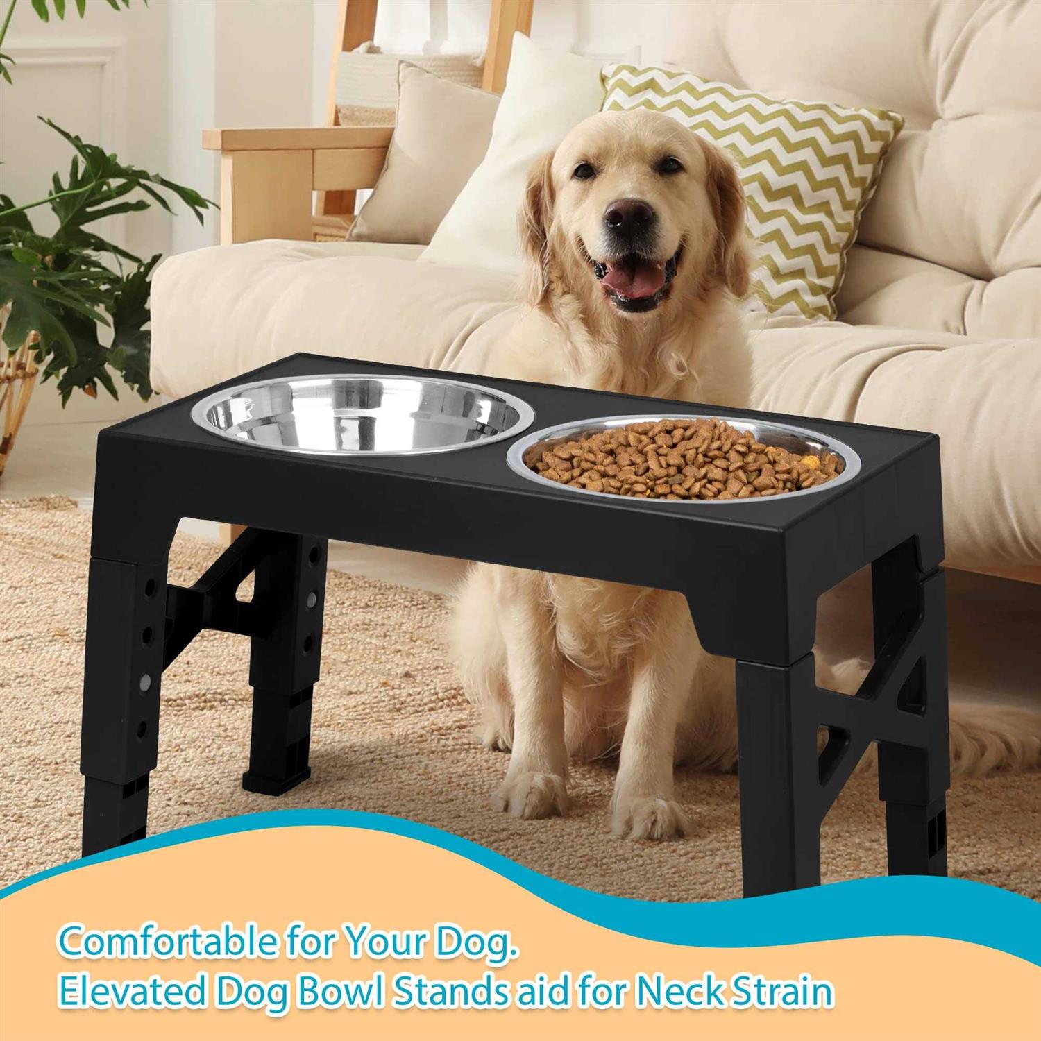 Niubya Elevated Dog Bowls with 2 Stainless Steel Dog Food Bowls - Healthber