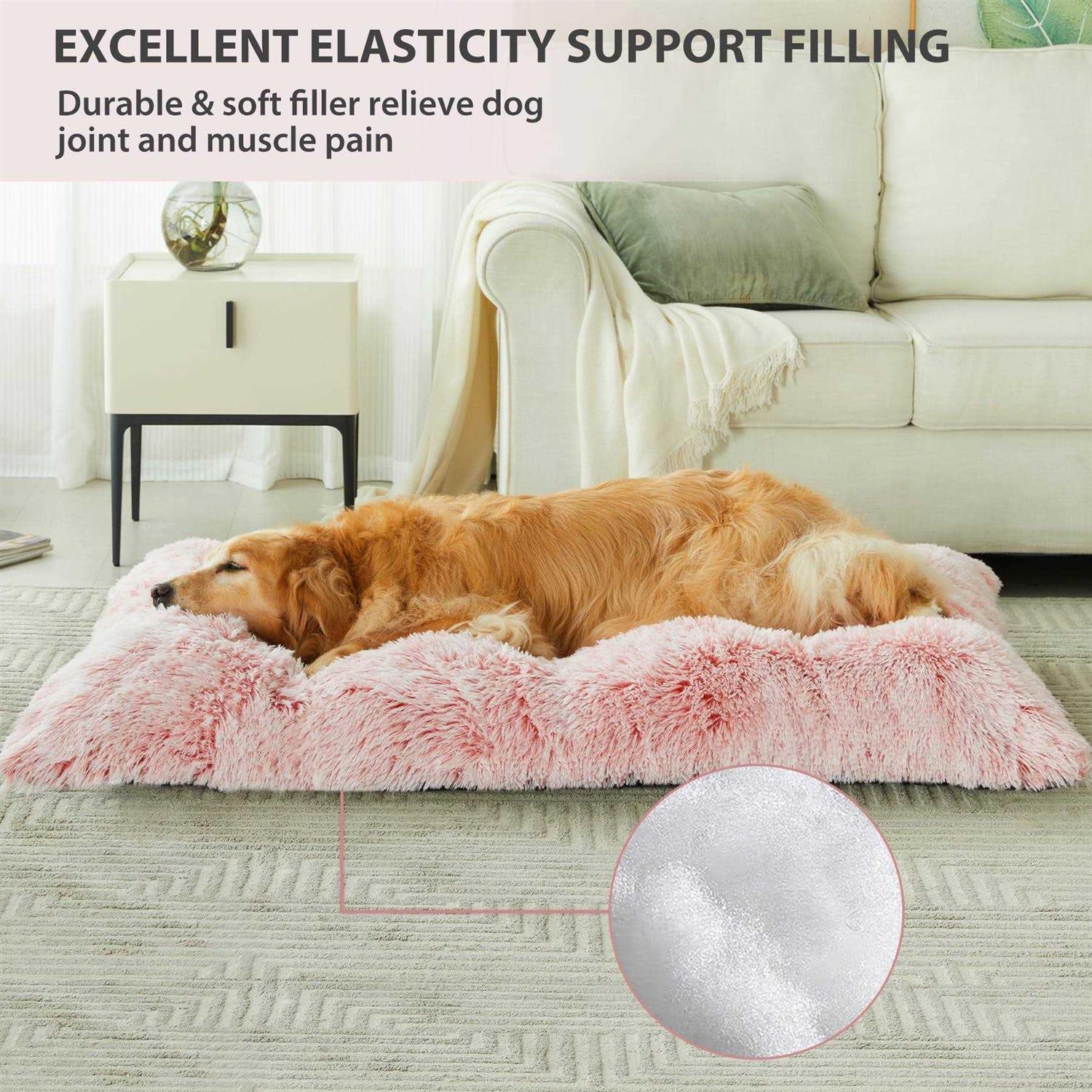 BFPETHOME Dog Beds for Large Dogs Plush Dog Crate Bed Fluffy Cozy Kennel Pad for Sleeping &Ease Anxiety - Healthber
