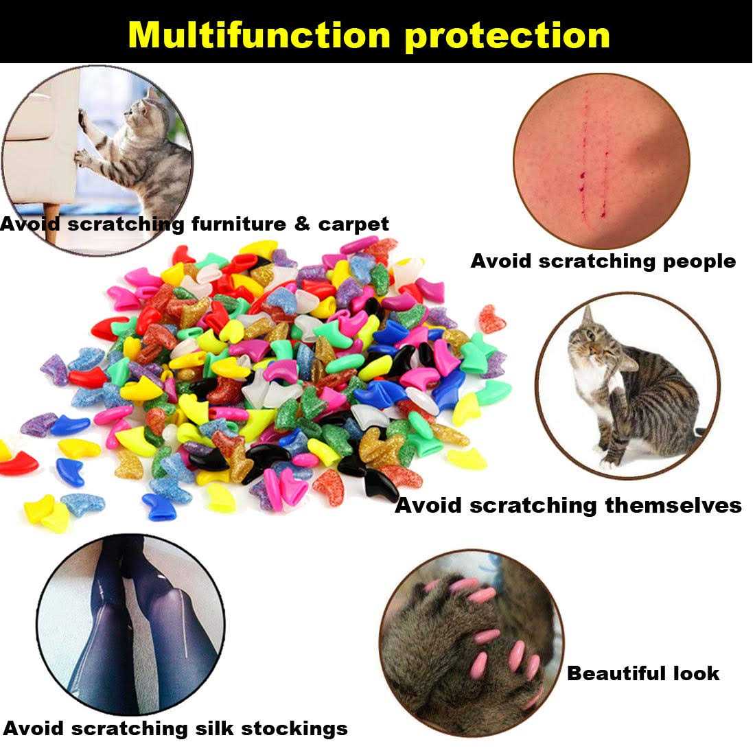 VICTHY Cat Nail Caps Pet Cat Soft Claws Nail Covers Cat Claws with Glue and Applicators Medium - Healthber