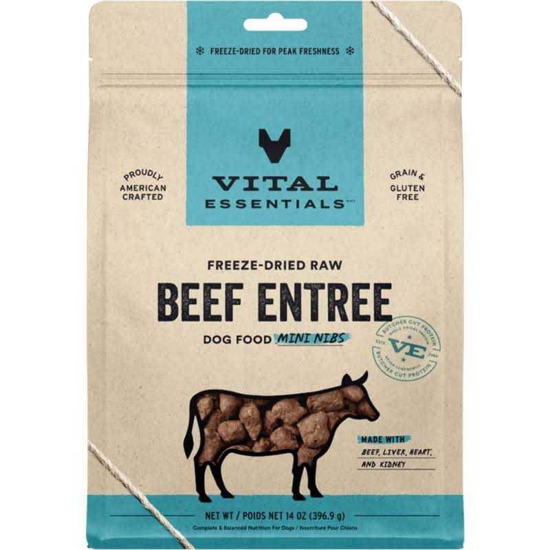Vital Essentials Beef Entree Mini Nibs Freeze-Dried Raw Dog Food - Healthber