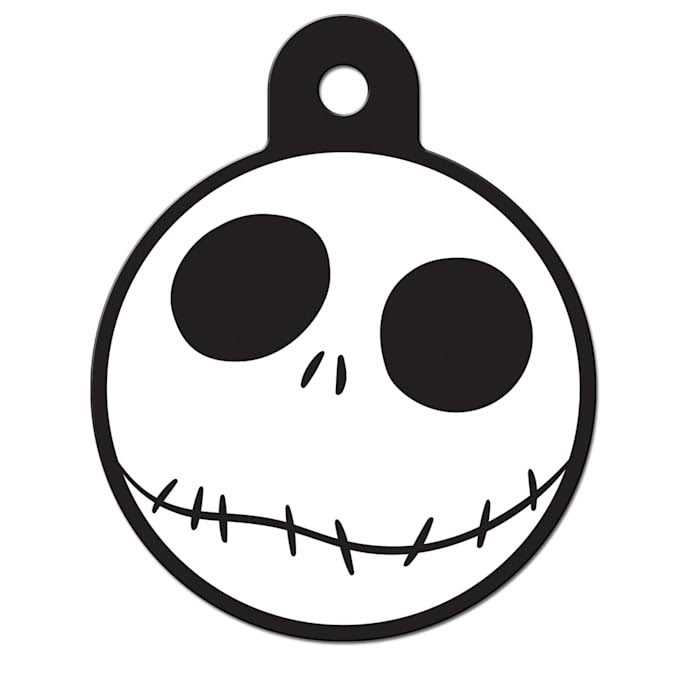 Quick-Tag Skellington Circle Personalized Engraved Pet ID Tag - Healthber