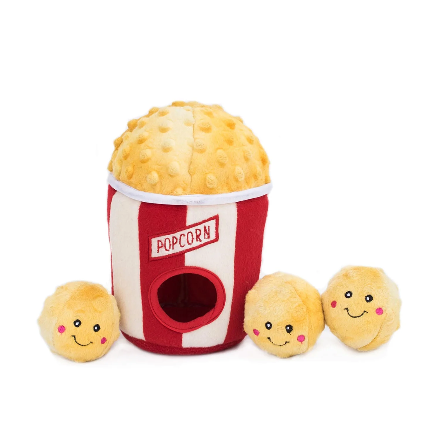Zippy Burrow 4 Piece Popcorn Bucket Squeaker Dog Toy - Healthber