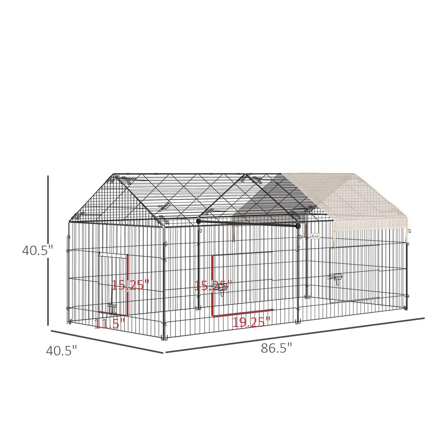 PawHut Outdoor Metal Kennel Enclosure for Small Animals, Utilizable as Rabbit or Chicken Run - Healthber