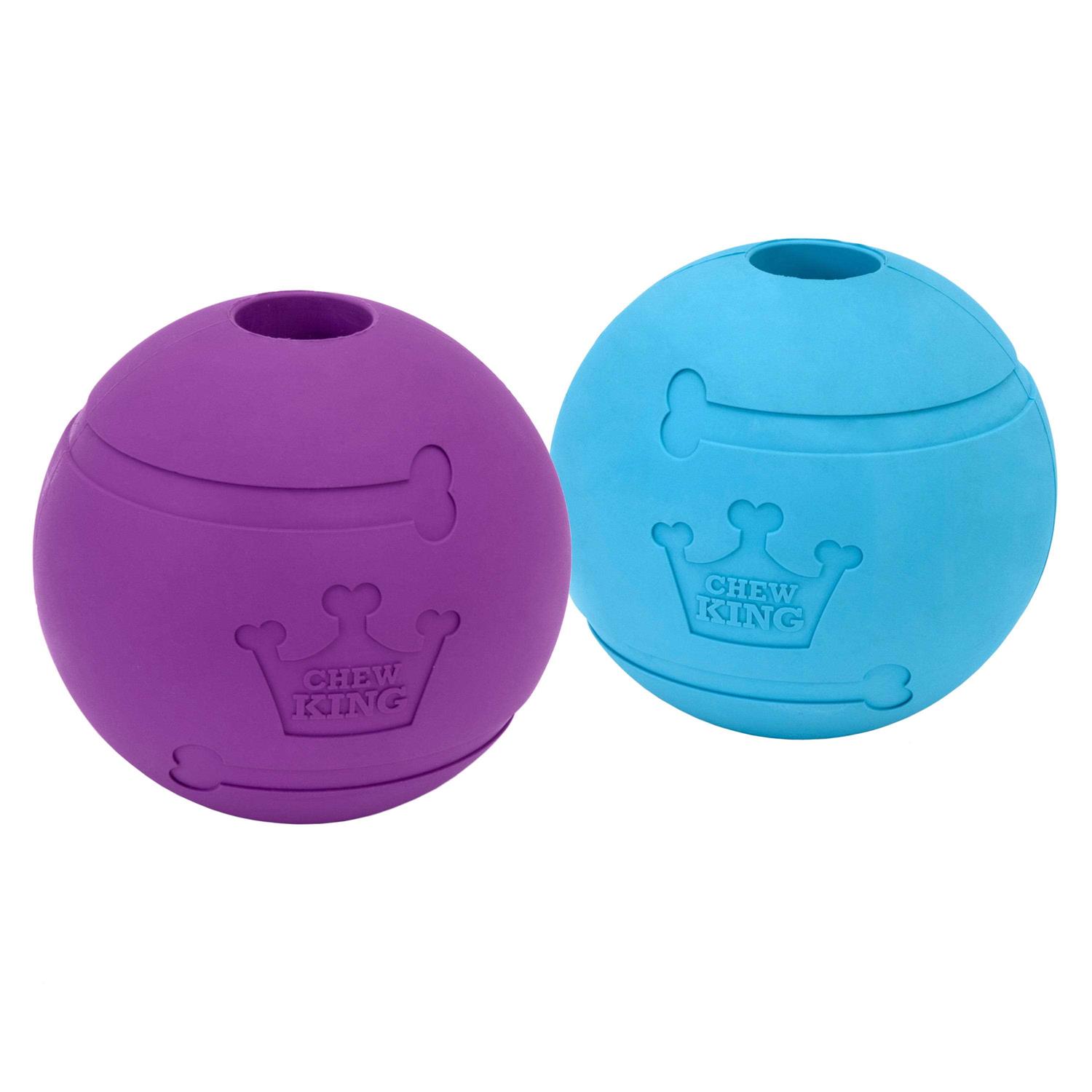 Chew King Dog Fetch Balls Extremely Durable Natural Rubber Toy 4 inch - Healthber