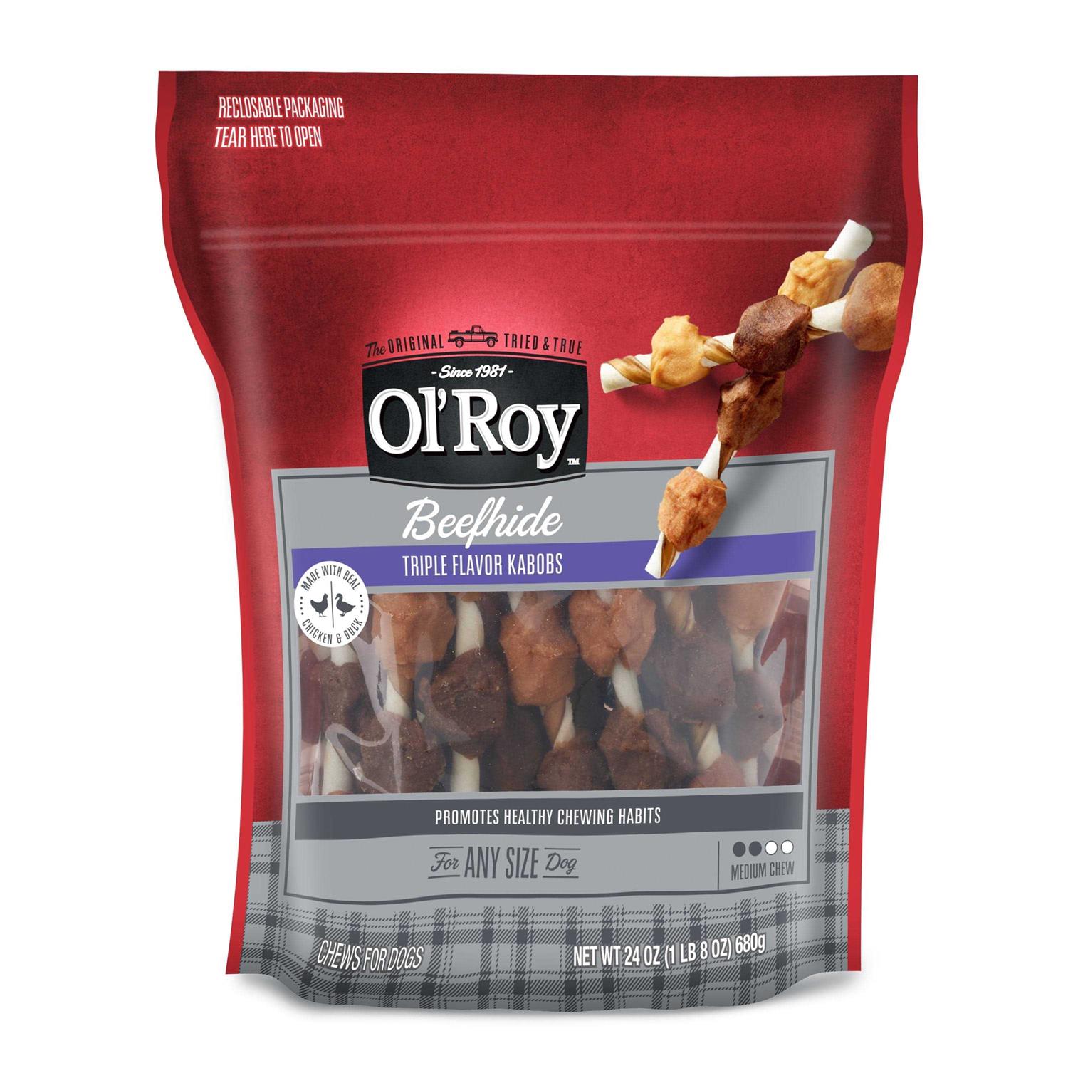 Ol’ Roy Triple Flavor Kabobs Rawhide Chews Dry for All Dogs - Healthber