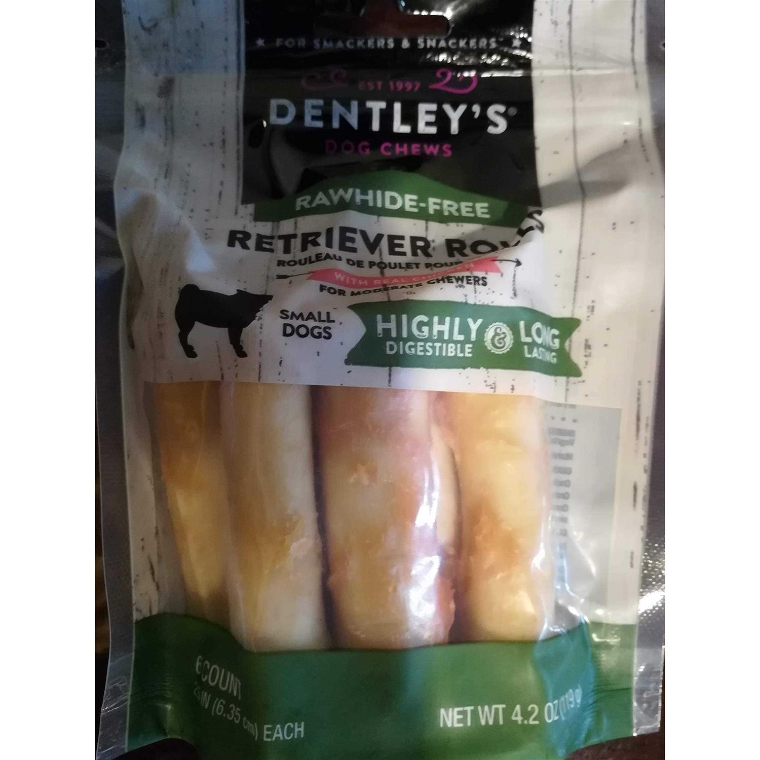 Dentley’s Rawhide-Free Retriever Rolls Small Dog Treats Chicken - Healthber