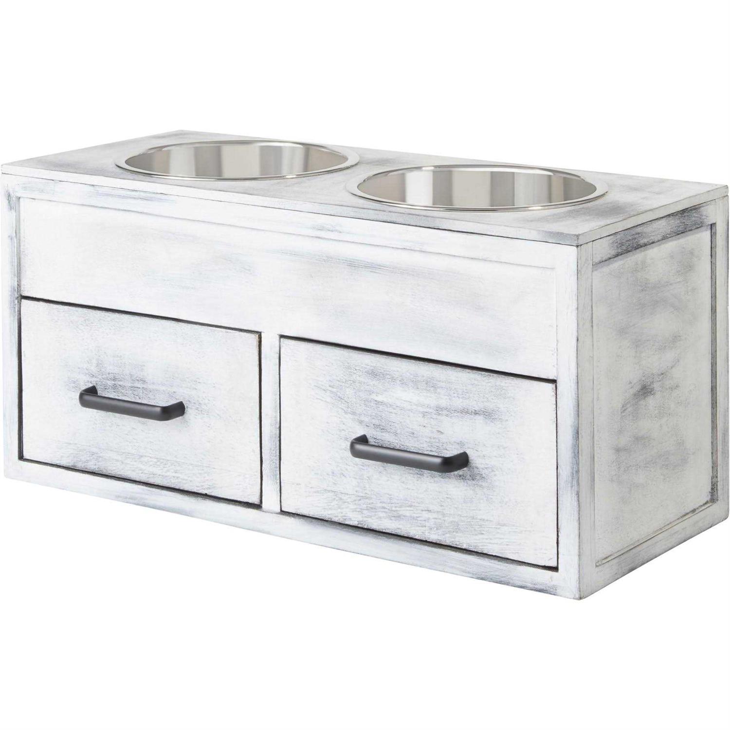 Frisco Premium Wood Elevated Storage Station Dog Bowl - Healthber