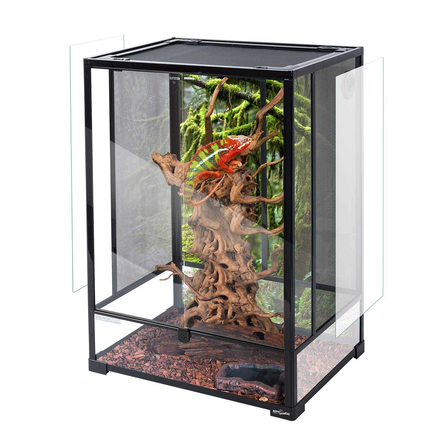 Repti ZOO 24 x 18 x 36 Reptile Tall Glass Terrarium Rainforest Habitat Double Hinge Door with Screen Ventilation 67 Gallon Reptile Terrarium Easy - Healthber