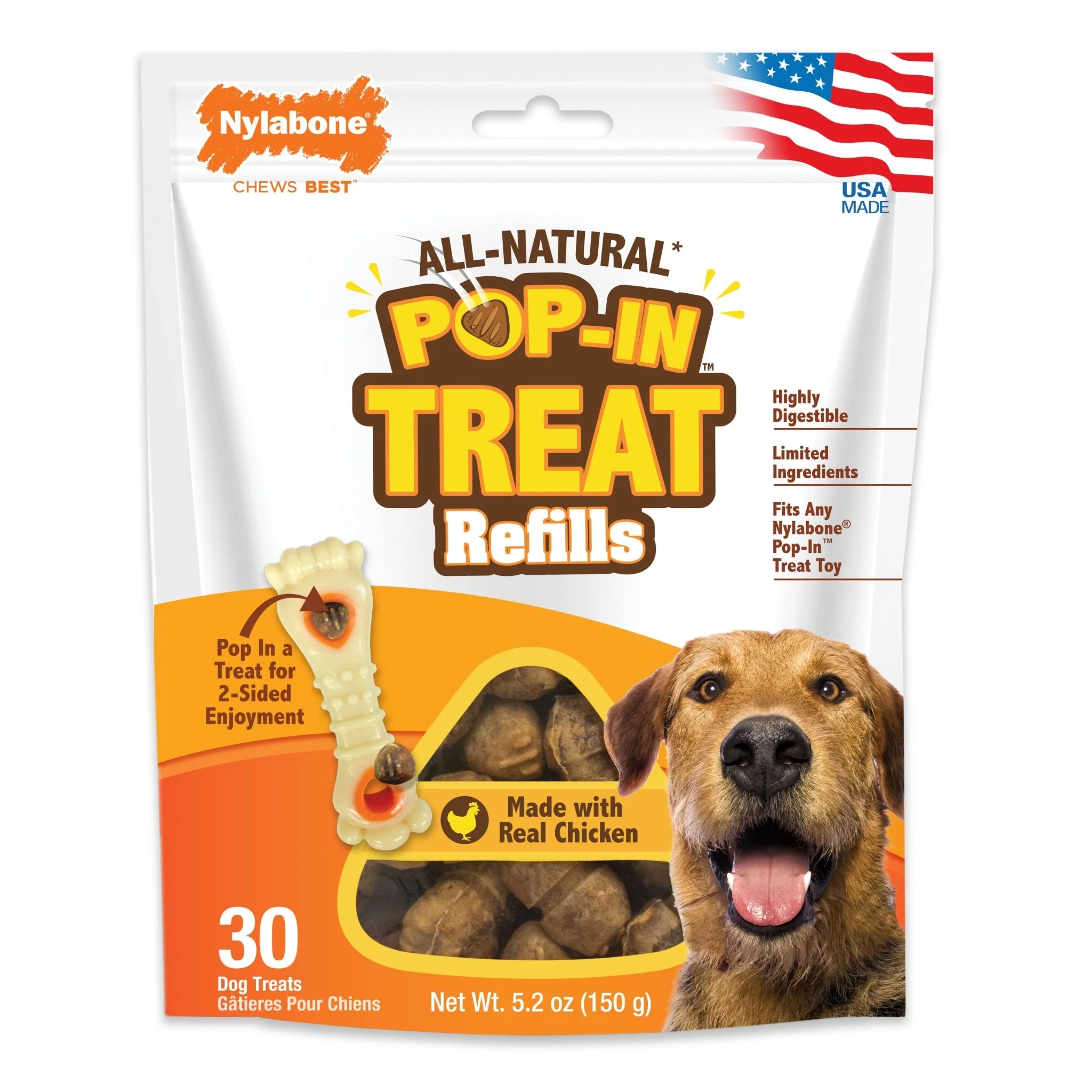 All-Natural Pop-In Dog Treat Refills, Chicken, All Sizes, 30 ct - Healthber
