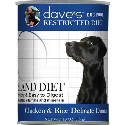Dave’s Pet Food Restricted Bland Diet Chicken & Rice Canned Dog Food, 13.2-oz, case of 12 - Healthber