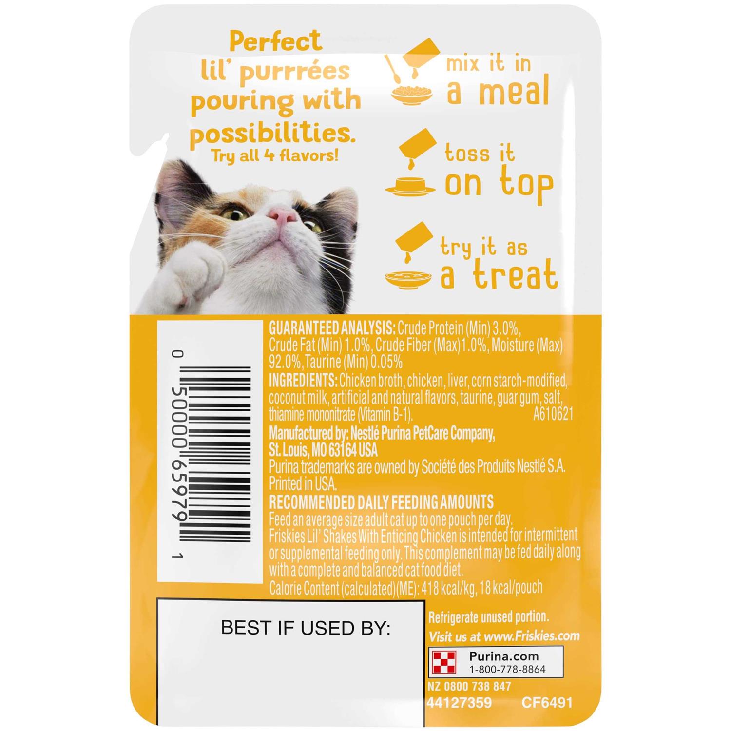 Purina Friskies Lil’ Shakes With Enticing Chicken Lickable Puree Cat Food Topper - Healthber