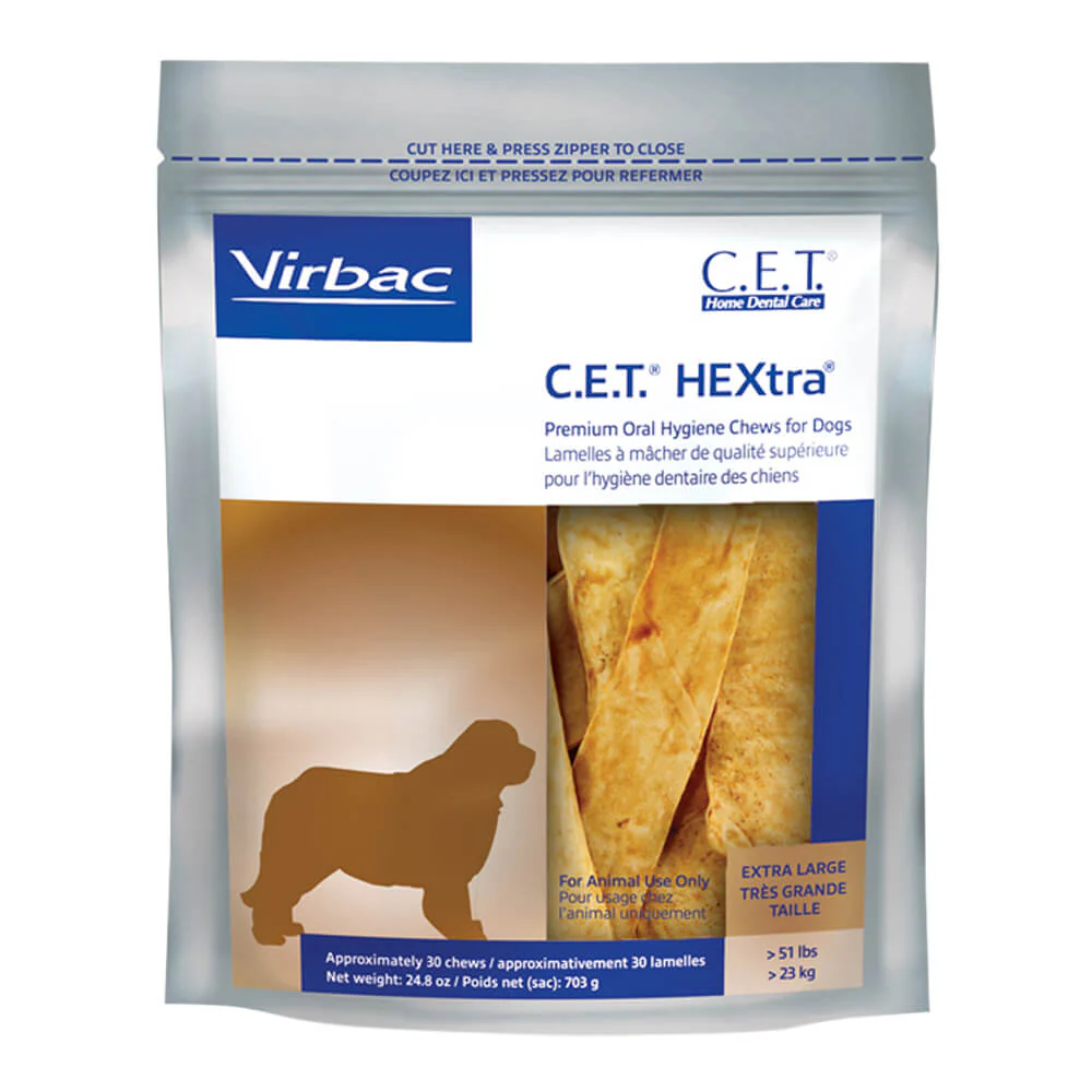 Virbac C.E.T. HEXtra Premium Dental Oral Hygiene Chews for Dogs, 30 ct - Healthber