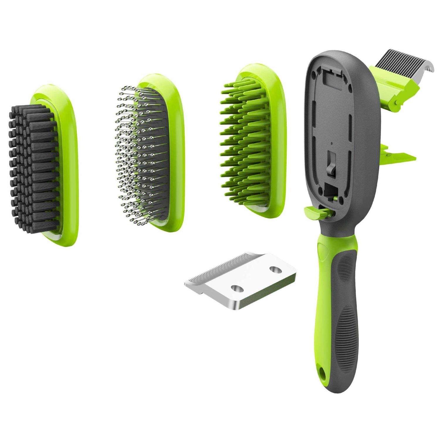 Pet Life Conversion 5-in-1 Interchangeable Dematting and Deshedding Bristle Pin and Massage Grooming Pet Comb - Healthber