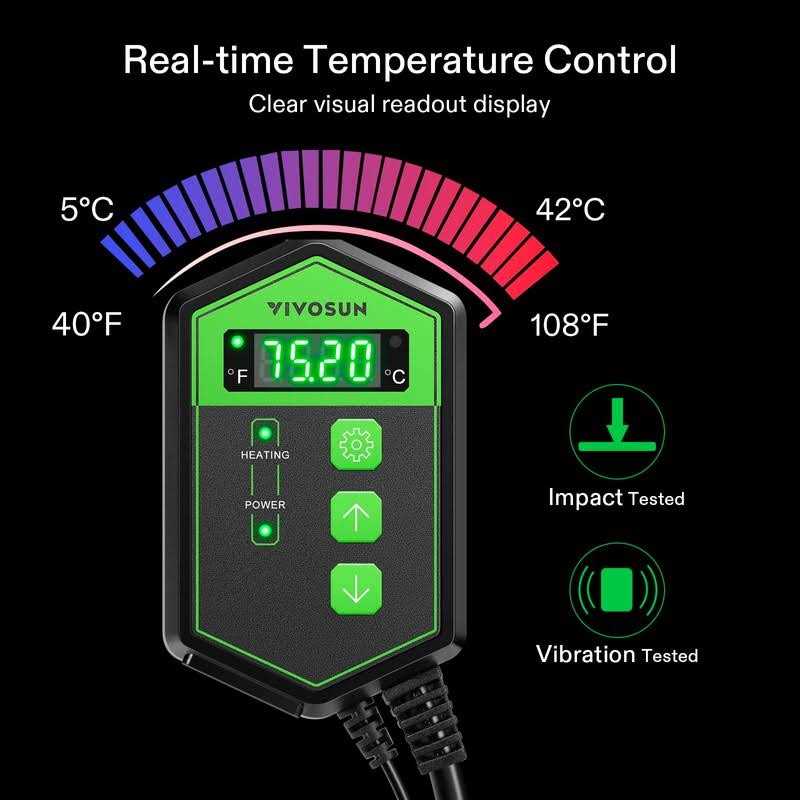 VIVOSUN Digital Heat Mat Thermostat Temperature Controller 40-108 oF 1000W for Reptiles - Healthber