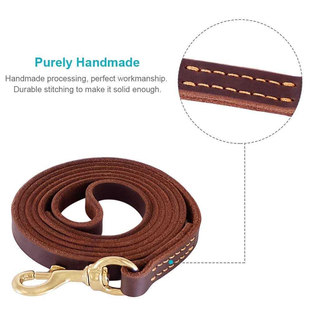 FAIRWIN Leather Dog Leash 6 Foot Braided Heavy Duty Training Leash for Large Medium Small Dogs - Healthber