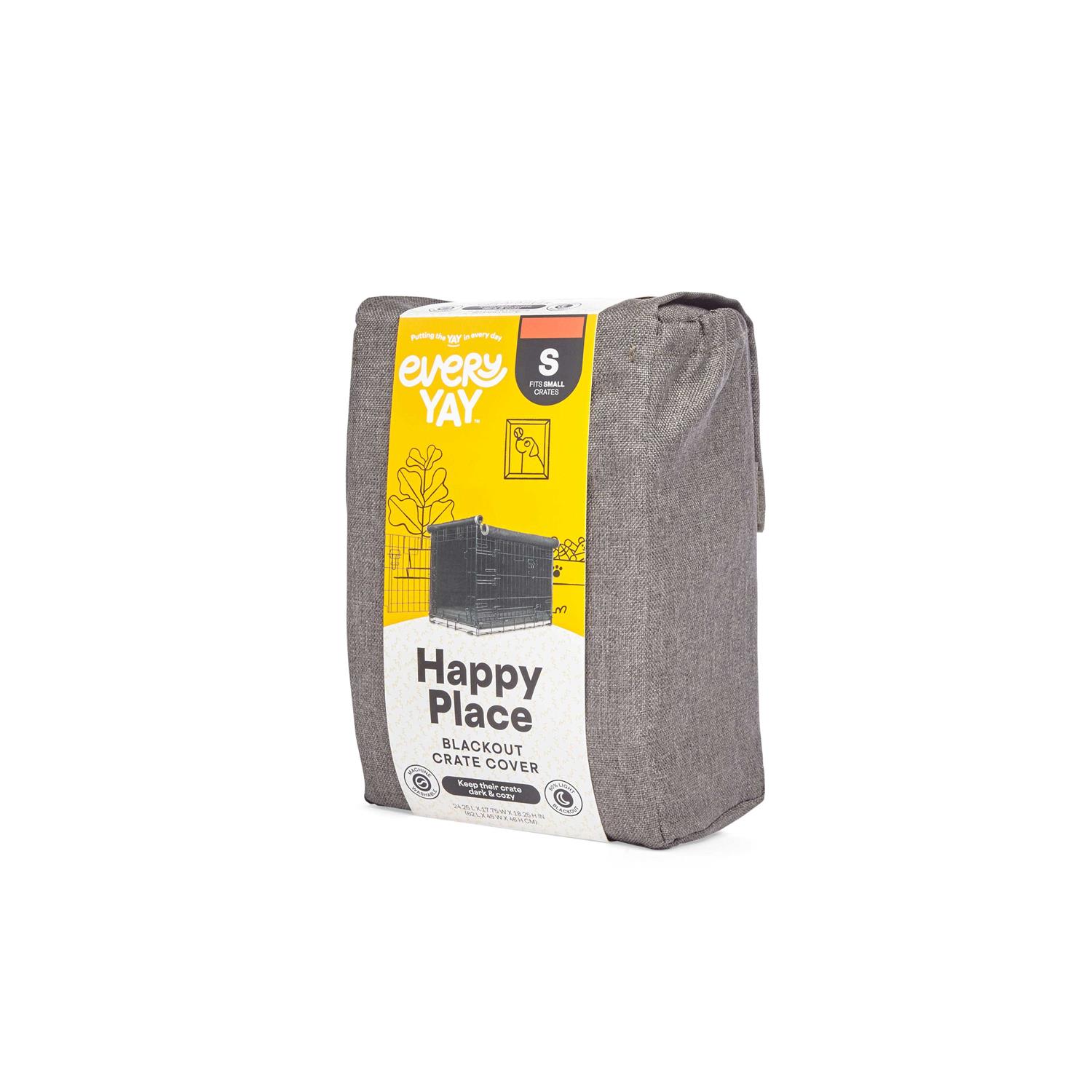 EveryYay Happy Place Blackout Grey Dog Crate Cover - Healthber