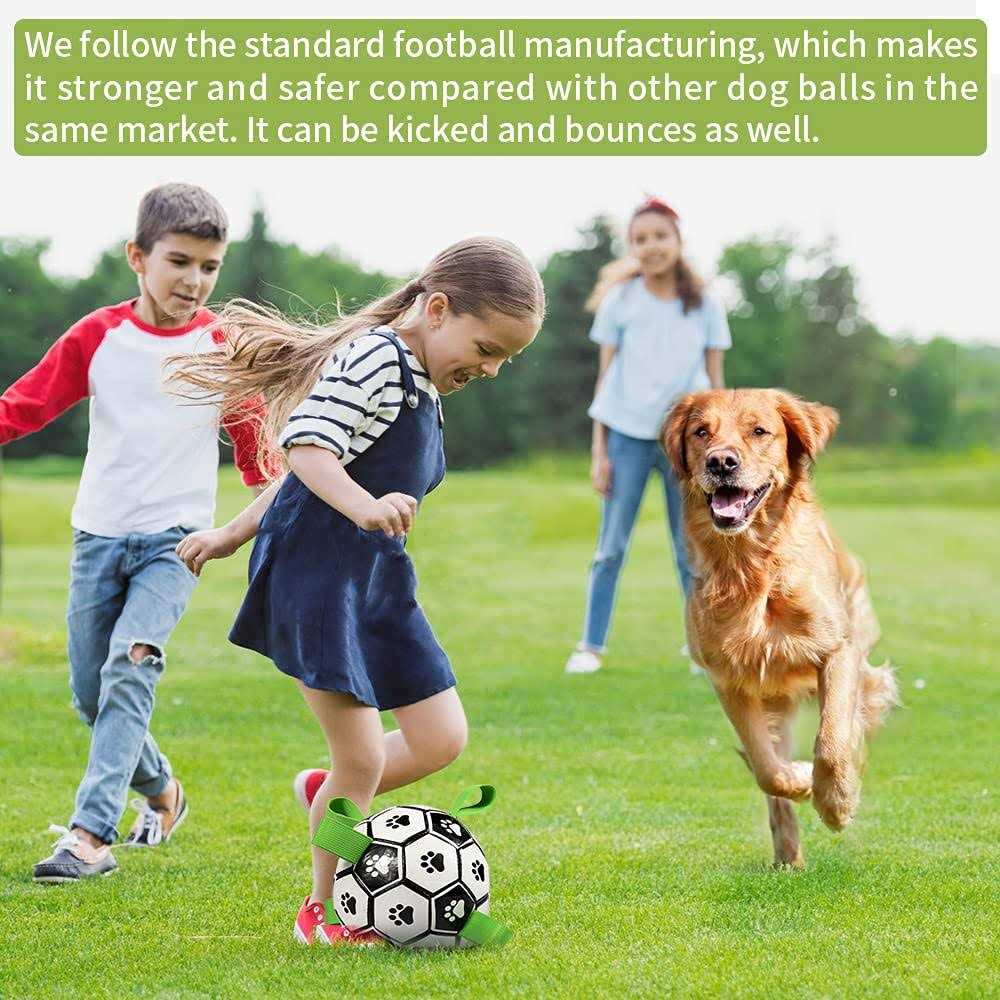 QDAN Dog Toys Soccer Ball with Straps Interactive Dog Toys for Tug of War - Healthber