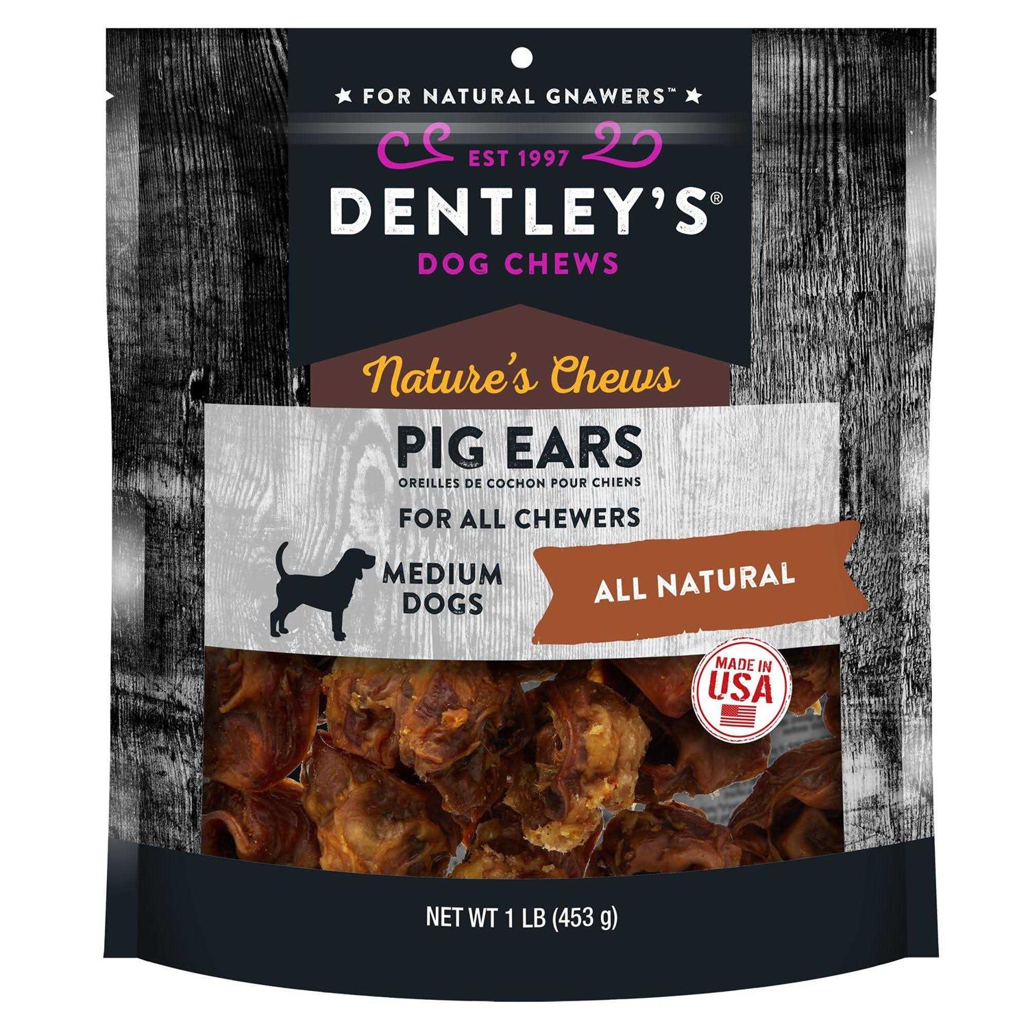 Dentley’s Nature’s Chews Pig Ears Dog Treats - Healthber