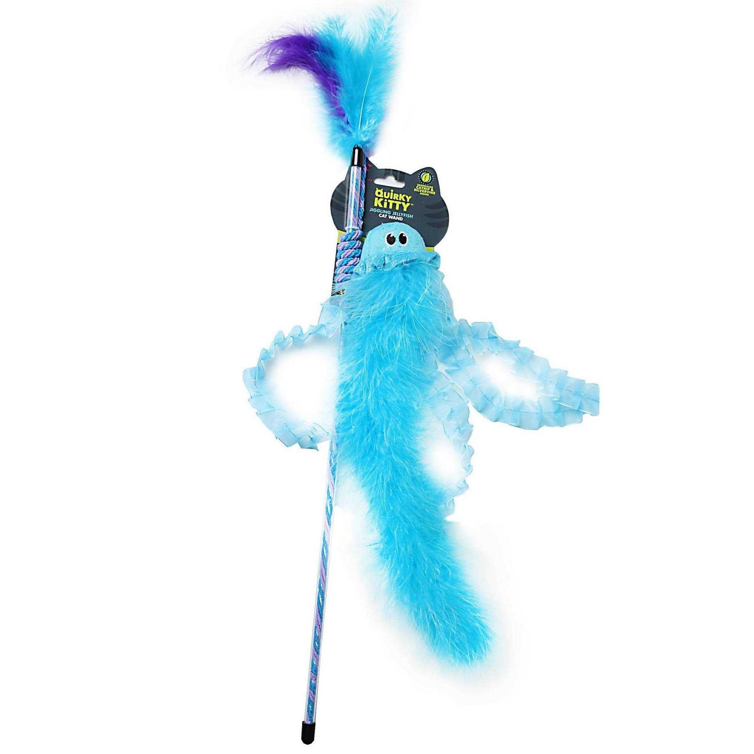 Quirky Kitty Jiggling Jellyfish Wand Cat Toy - Healthber