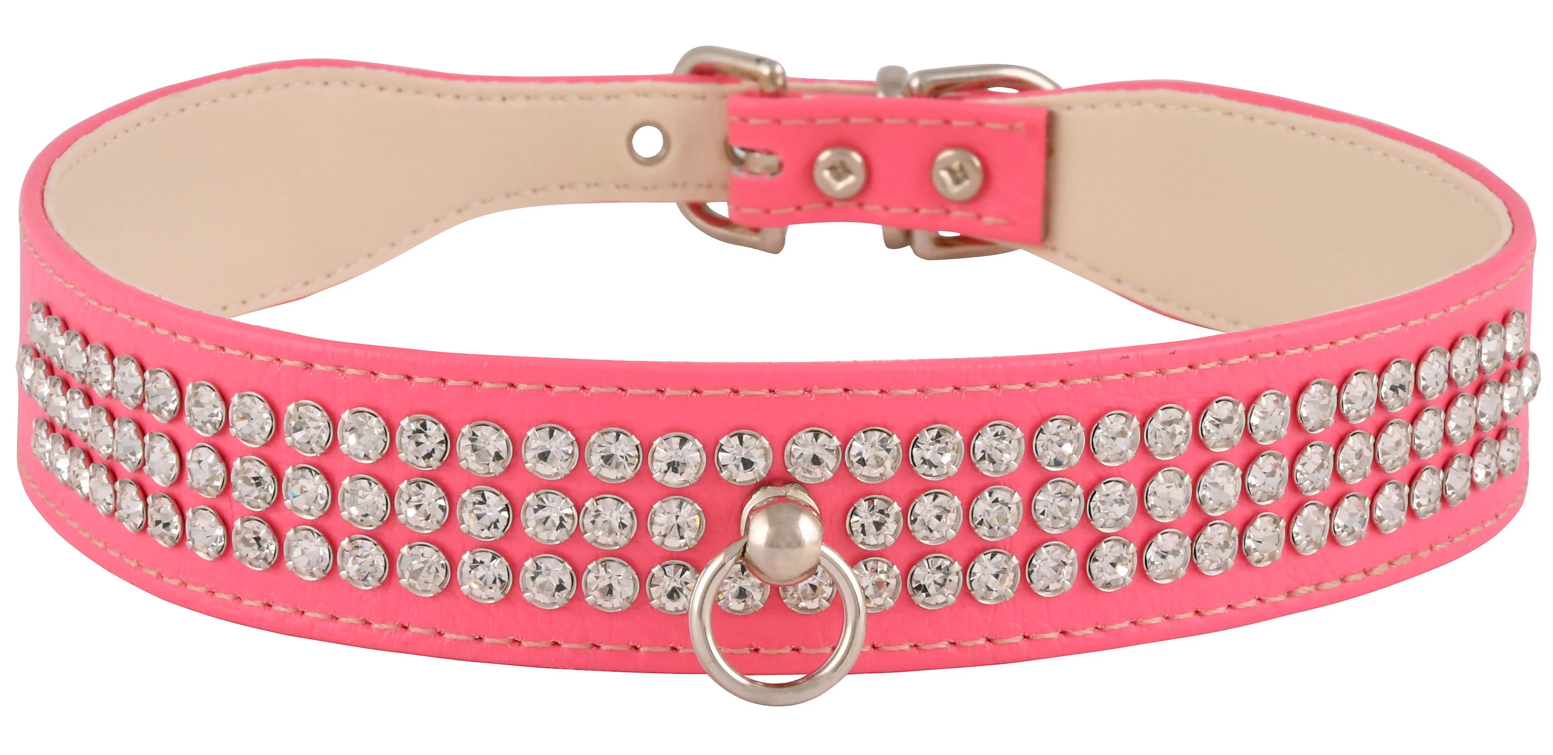 Faux Leather Dog Collar with Rhinestones - Healthber