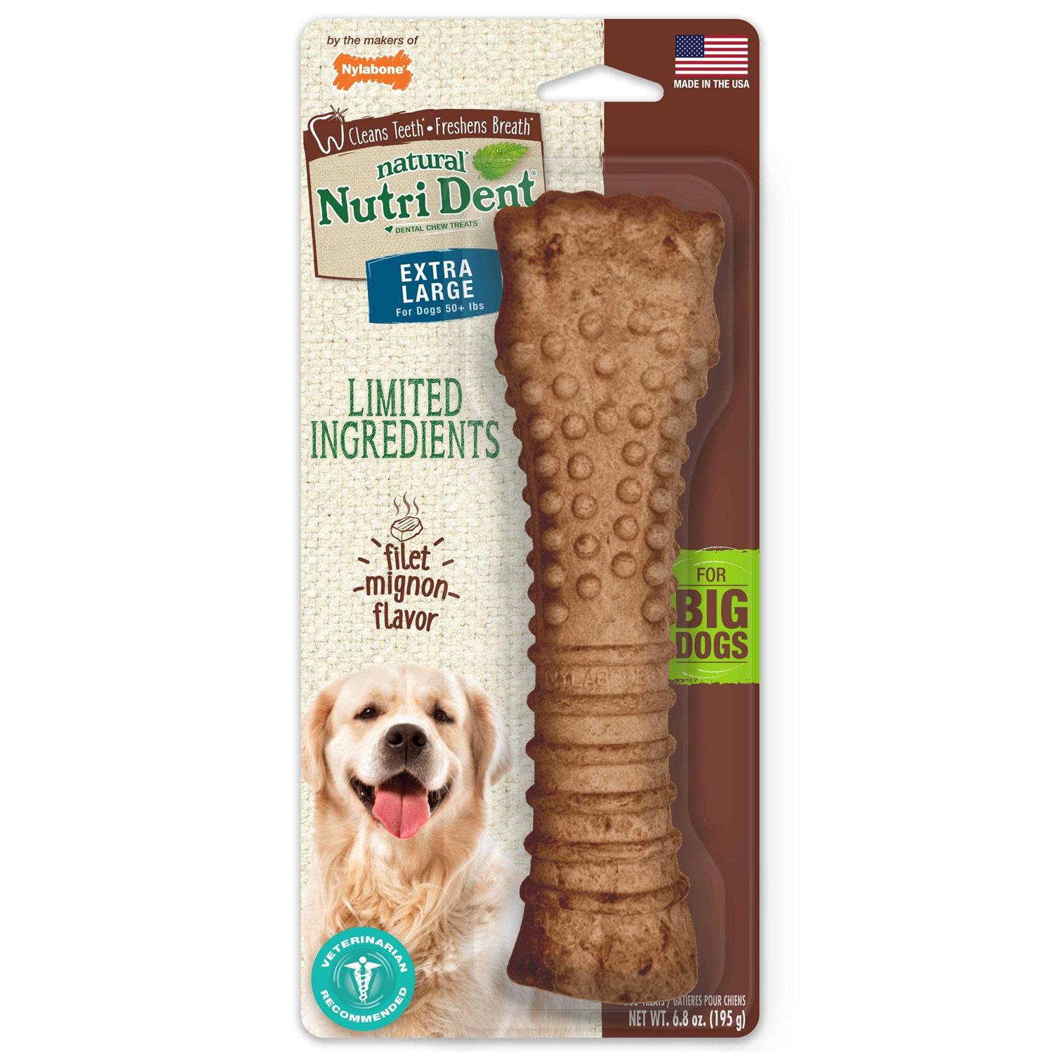 Nylabone Nutri Dent Filet Mignon Flavored Dog Dental Chews - Healthber