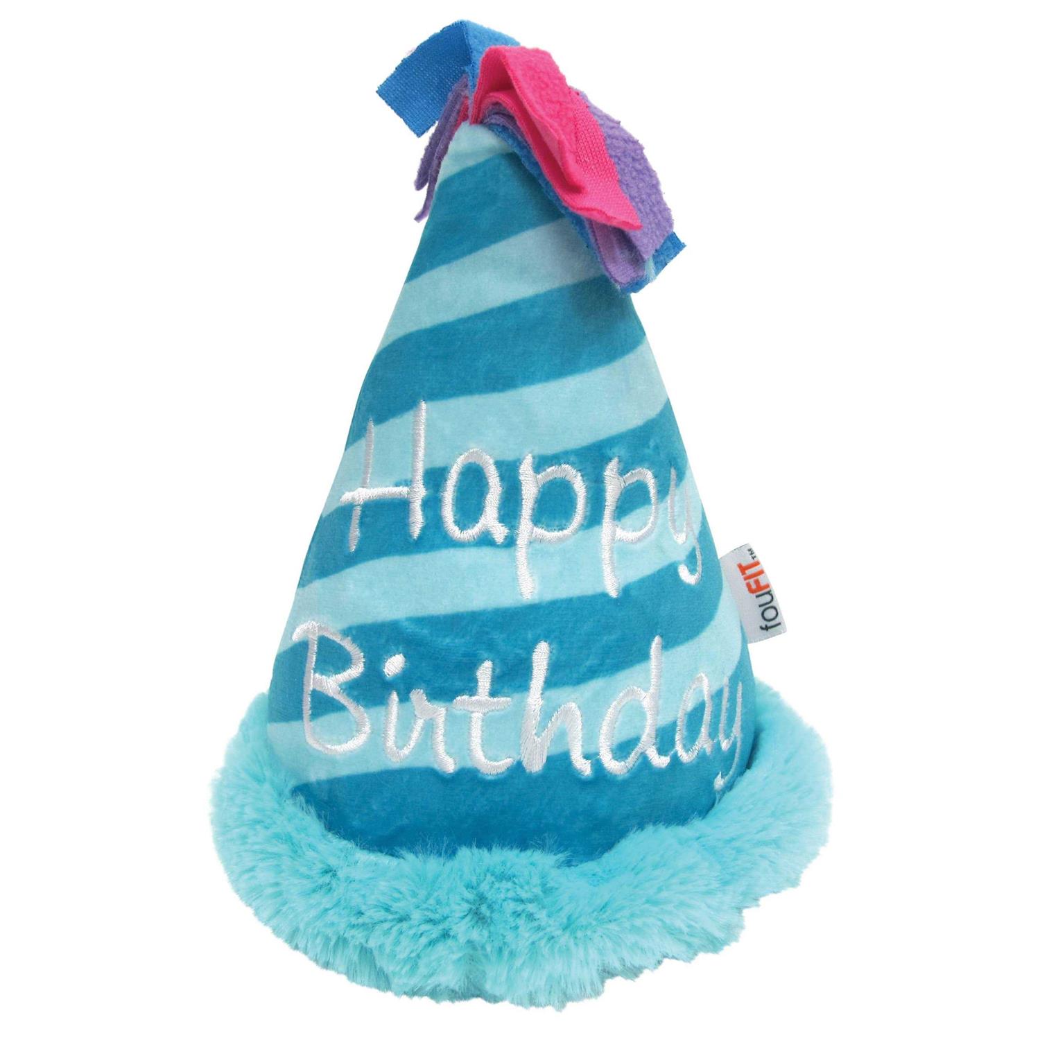 fouFIT Birthday Hat Crinkle Plush Dog Toy - Healthber