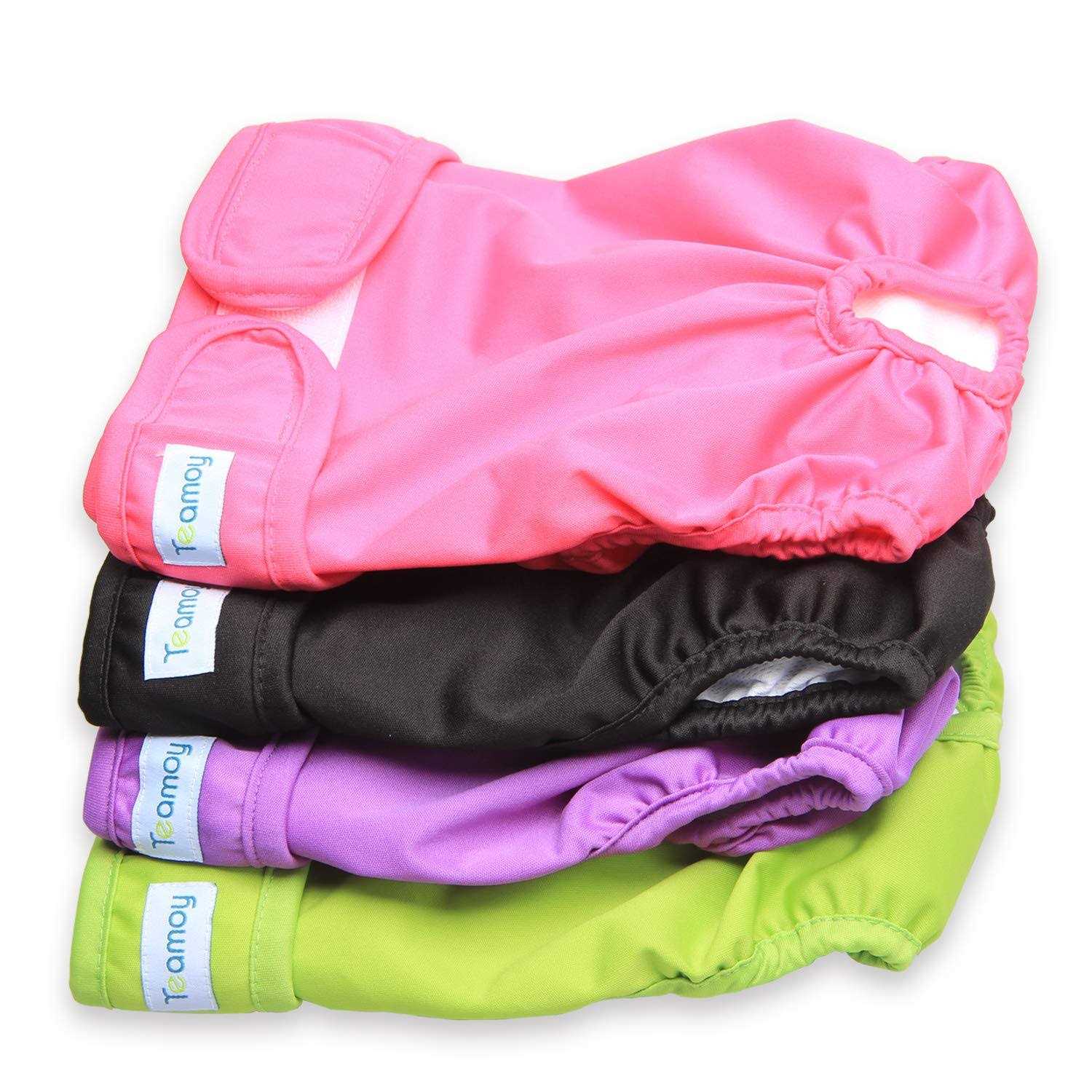 Teamoy 4pcs Washable Female Dog Diapers, Reusable Doggie Diaper Wraps for Female Dogs, Super-Absorbent and Comfortable - Healthber