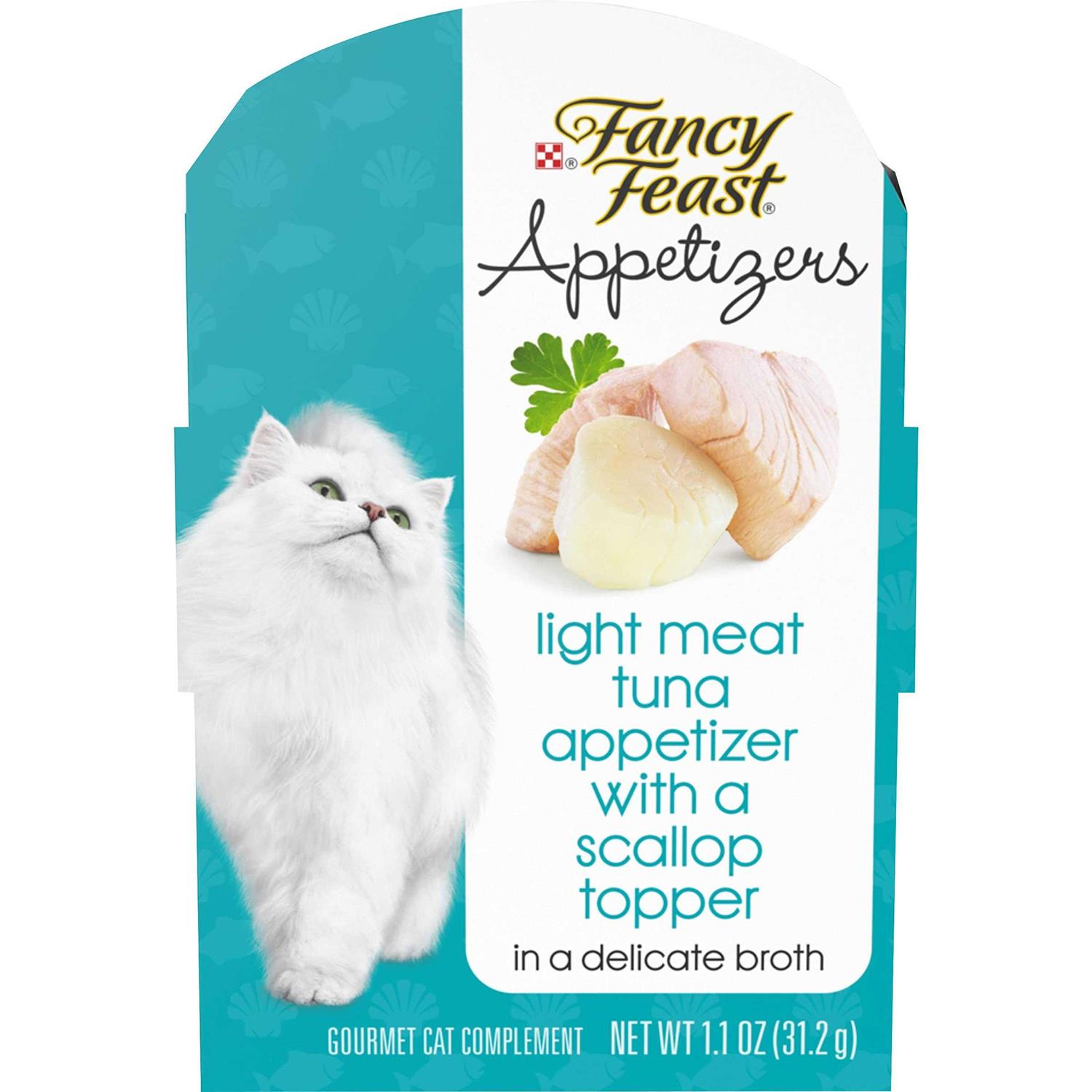 Fancy Feast Wet Cat Food Complement Appetizers Light Meat Tuna With a Scallop Topper - Healthber