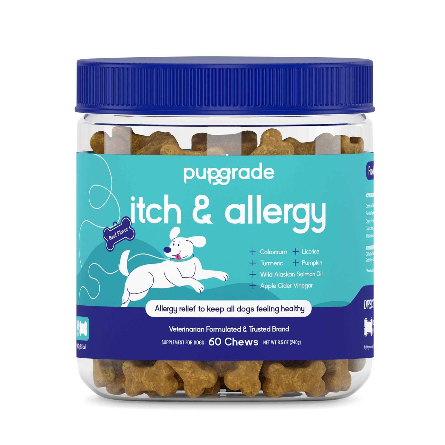 PupGrade Itch & Allergy Chew Supplement for Dogs Improved Immune Support & Seasonal Allergies with Alaskan Salmon Fish Oil - Healthber