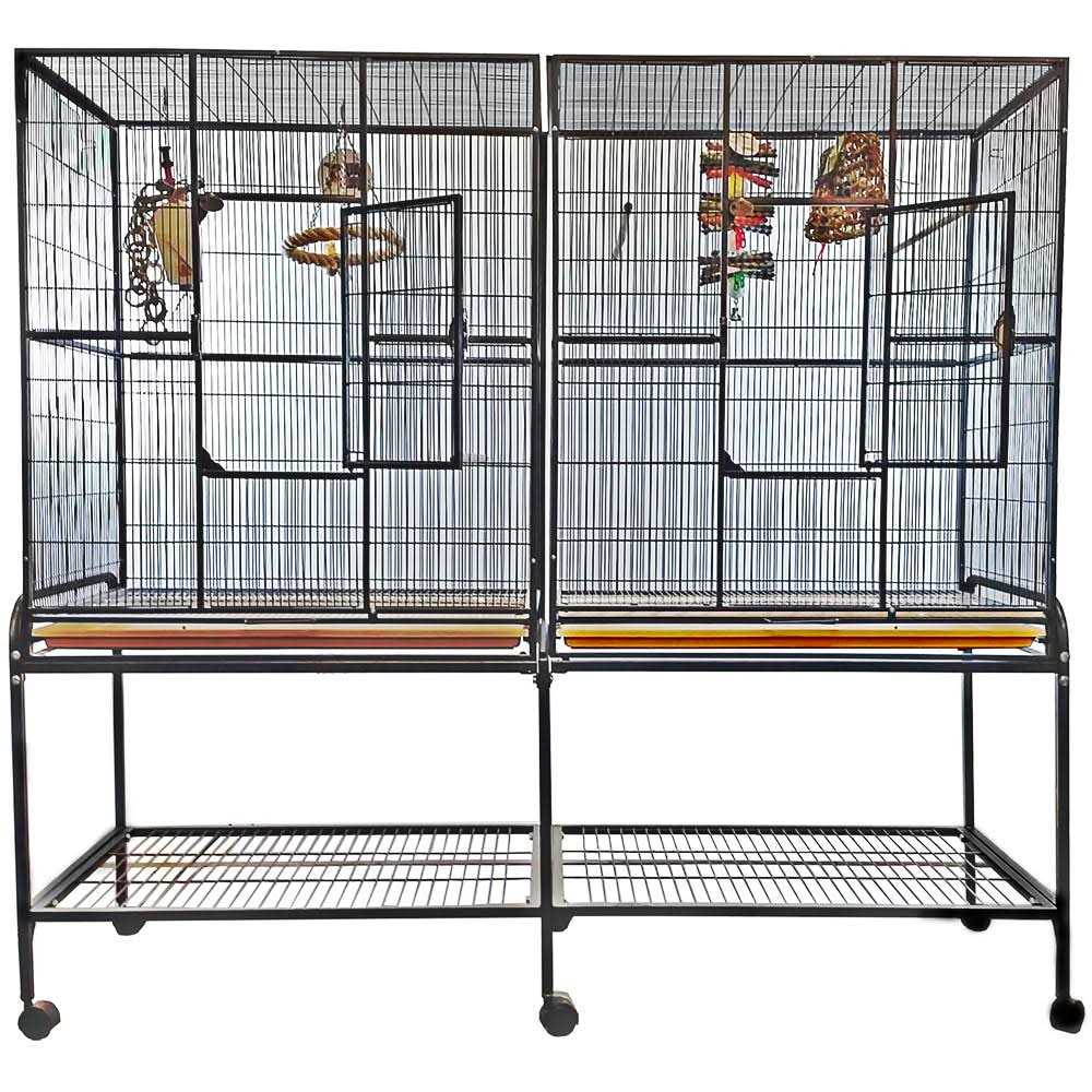 A E Double Flight Cage with Divider - Healthber