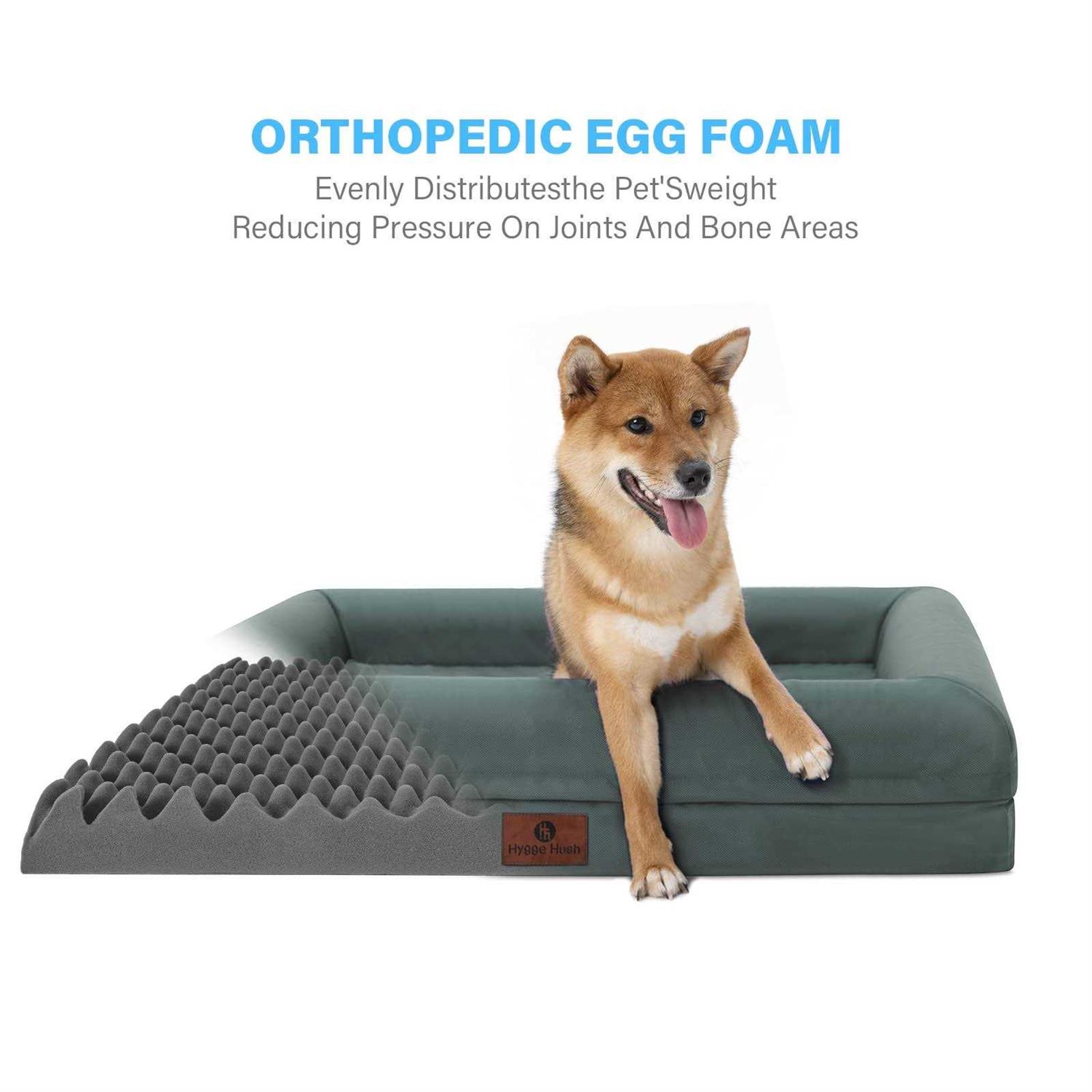 Hygge Hush Summer Waterproof Dog Bed, Washable Dog Bed with Removable Cover and Bolster - Healthber