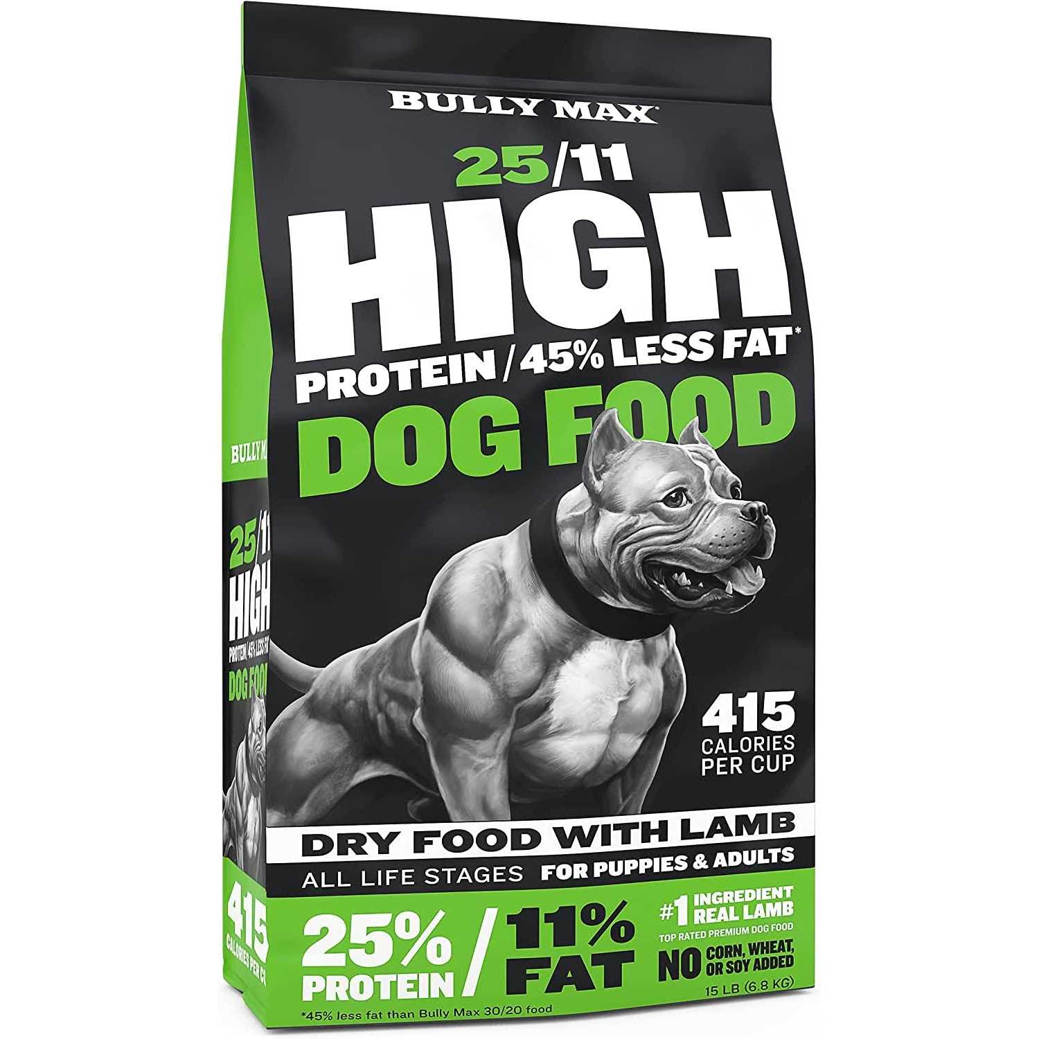 Bully Max 25/11 High Protein & Low Fat Dog Food Chicken-Free Lamb Flavor - Healthber