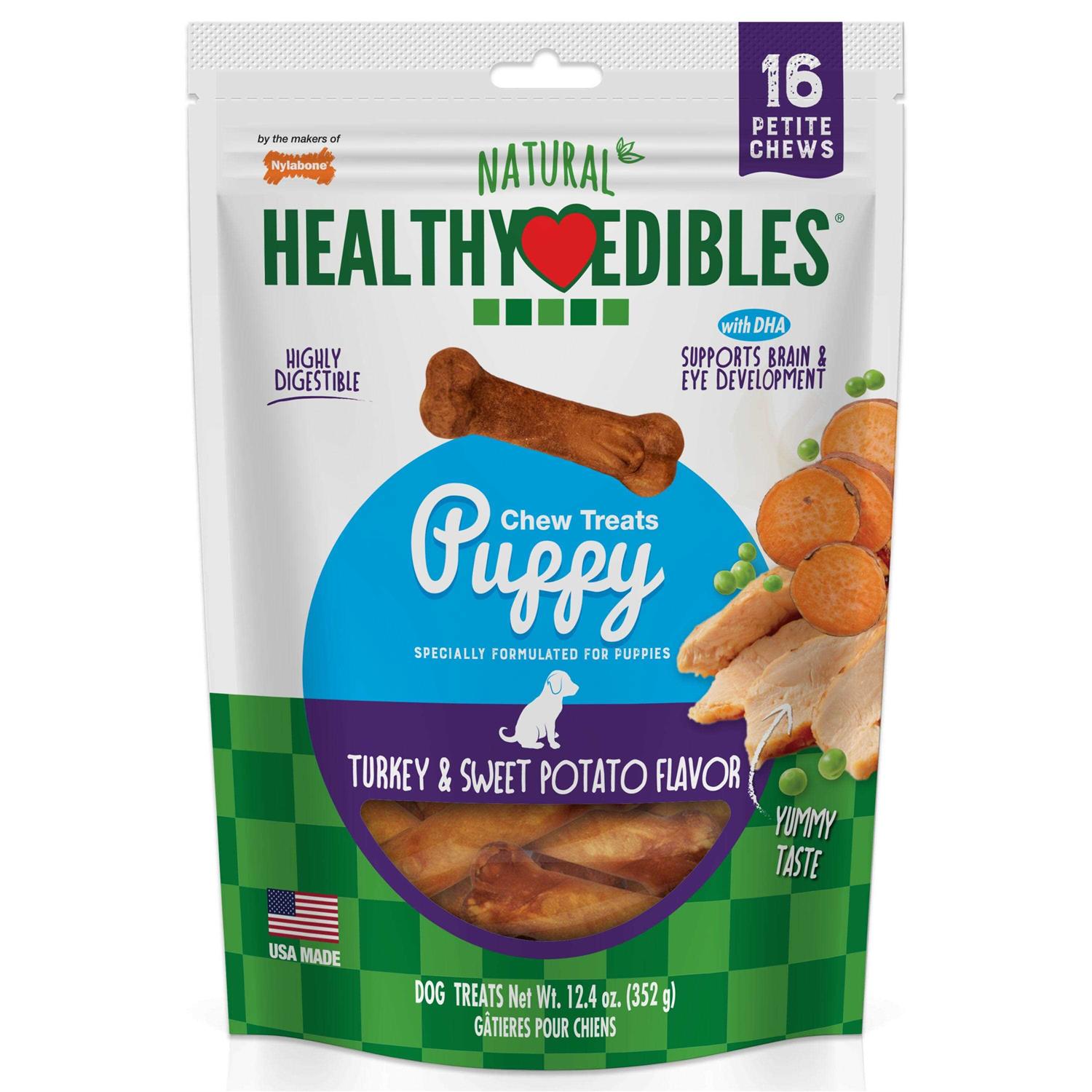 Nylabone Healthy Edibles Puppy Chew Treats Turkey Sweet Potato - Healthber