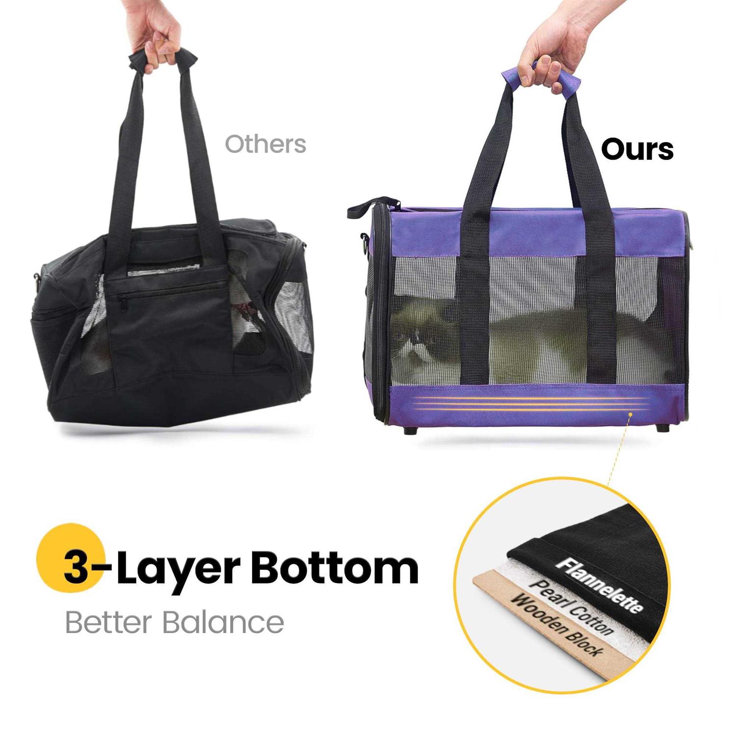 Conlun Cat Carrier Airline Approved Soft-Sided Dog Carrier with Inner Safety Leash - Healthber