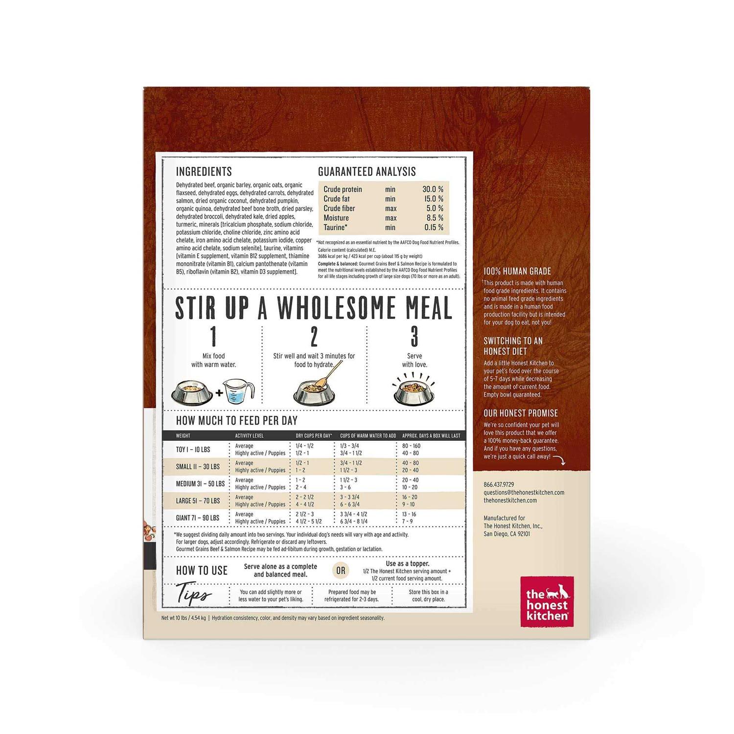 The Honest Kitchen Dehydrated Gourmet Grains Beef & Salmon Dog Food - Healthber