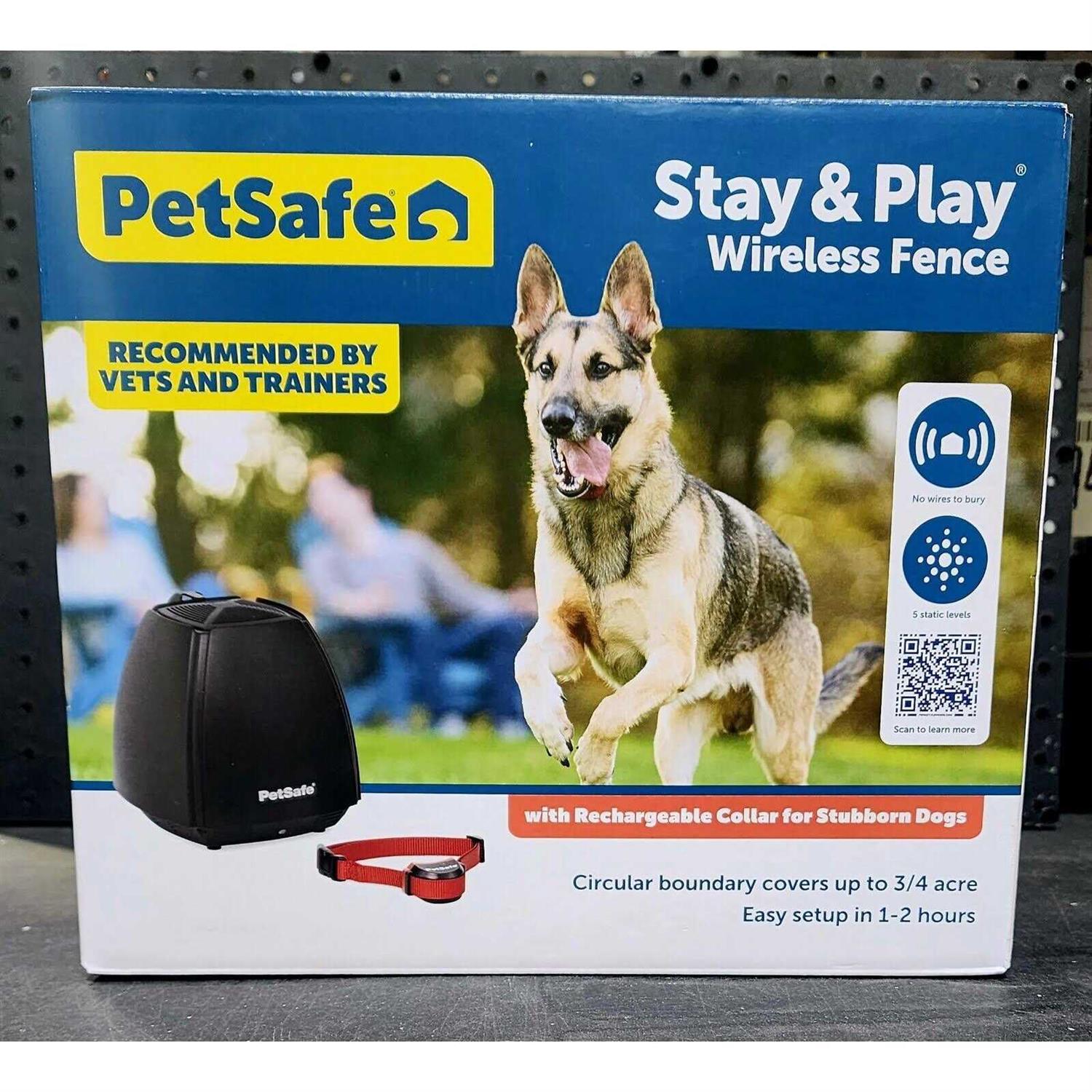 Petsafe Stay + Play Rechargeable Wireless Fence Stubborn Dog Fence Pif00-13663 - Healthber