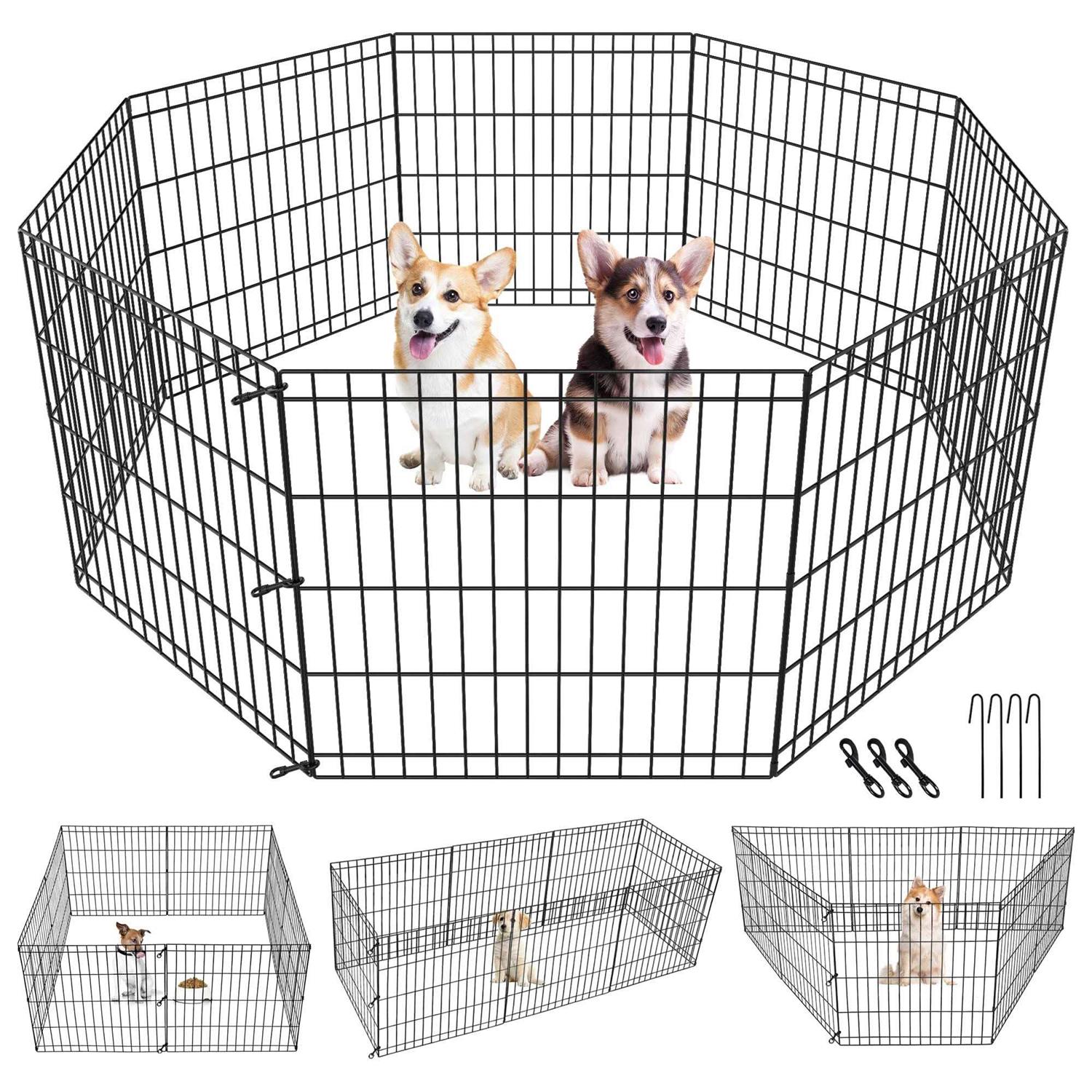 Pet Republic 2430364248 Inch Pet Playpen Puppy Playpen Dog Exercise Pen Indoor Outdoor Folding Dog Fence for Small Animals 8 Panel - Healthber