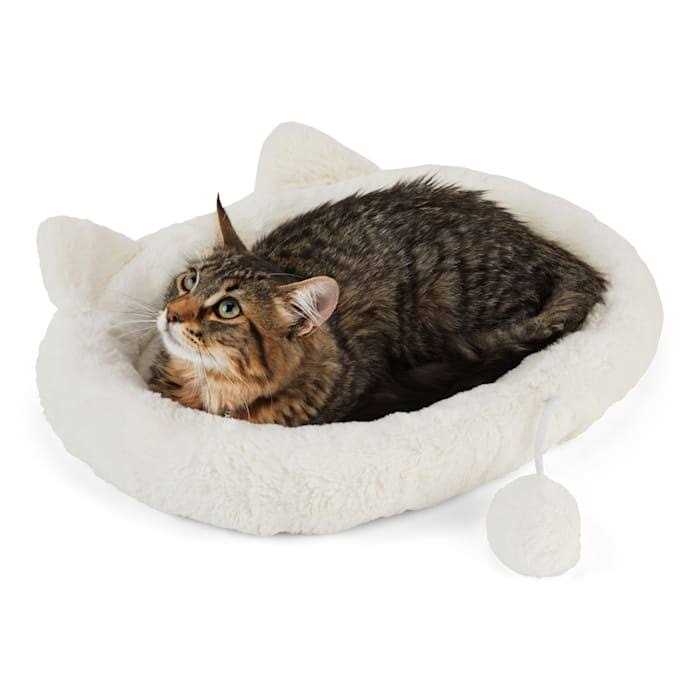 EveryYay Snooze Fest Ivory Cat Head Oval Snuggler Bed - Healthber
