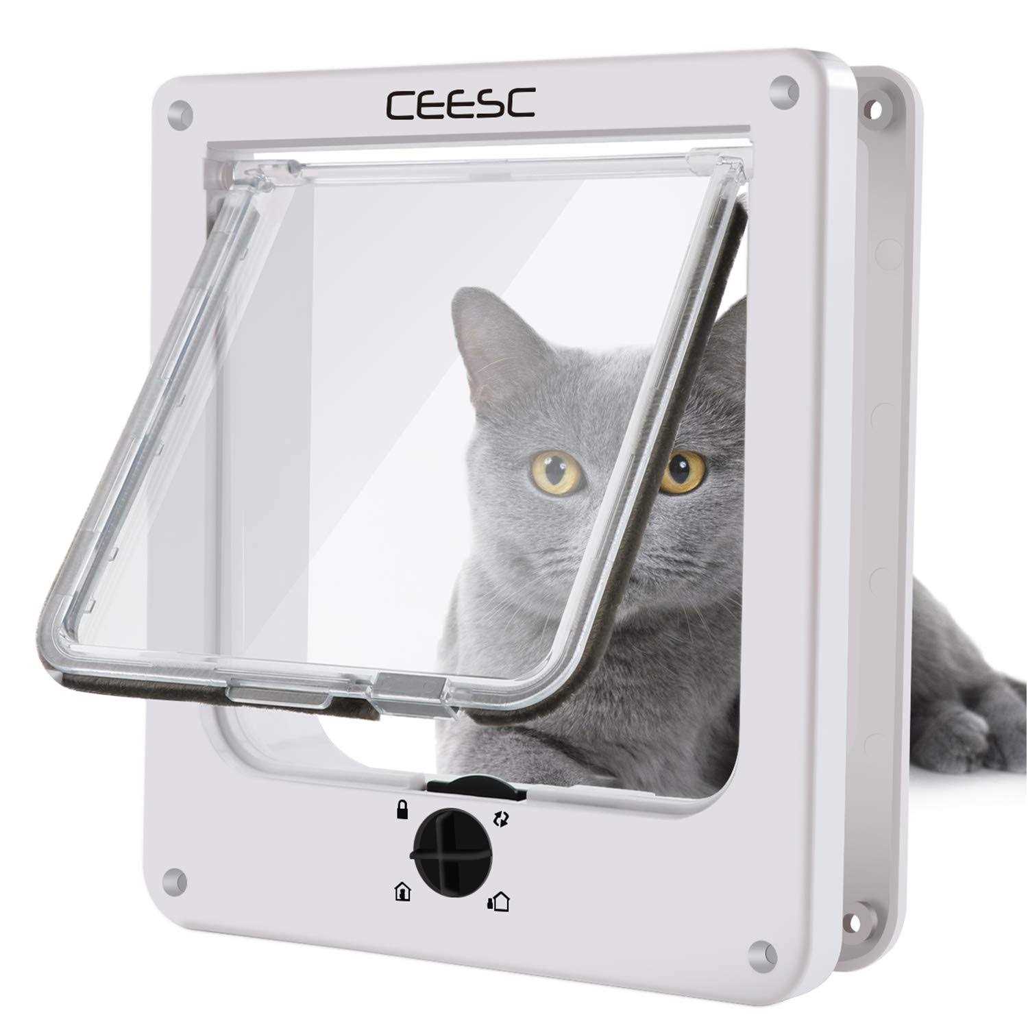 CEESC Cat Magnetic Pet Door 4 Way Lock for Cats and - Healthber