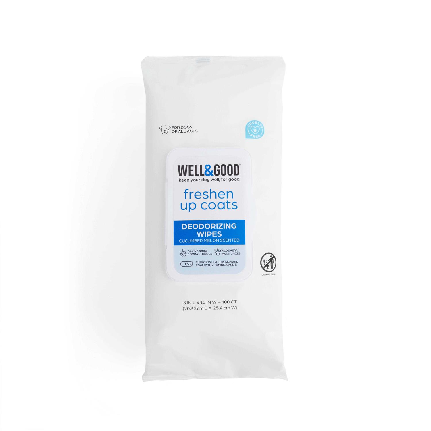 Well & Good Cucumber Melon Deodorizing Dog Wipes - Healthber