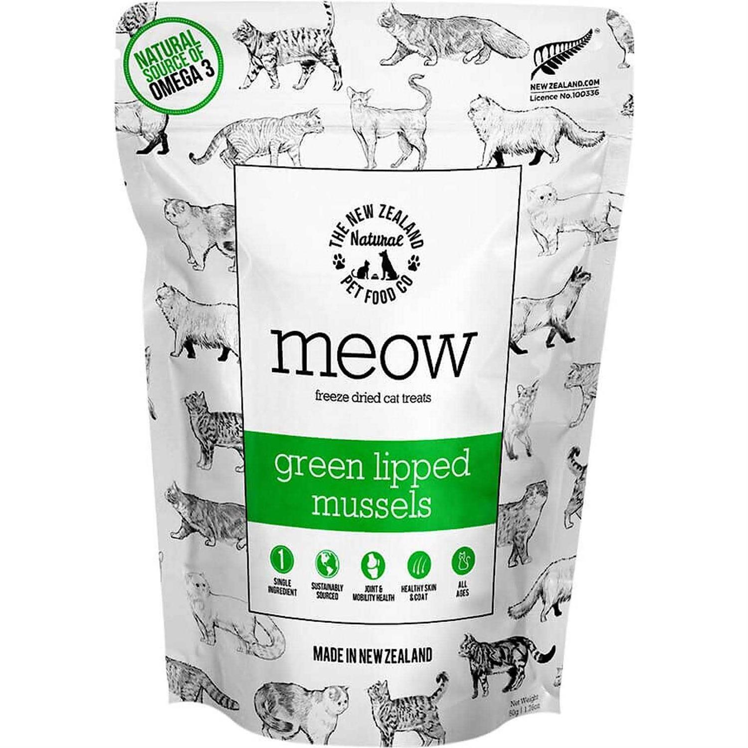 The New Zealand Natural Pet Food Co. Meow Green Lipped Mussels Freeze Dried Cat Treat - Healthber
