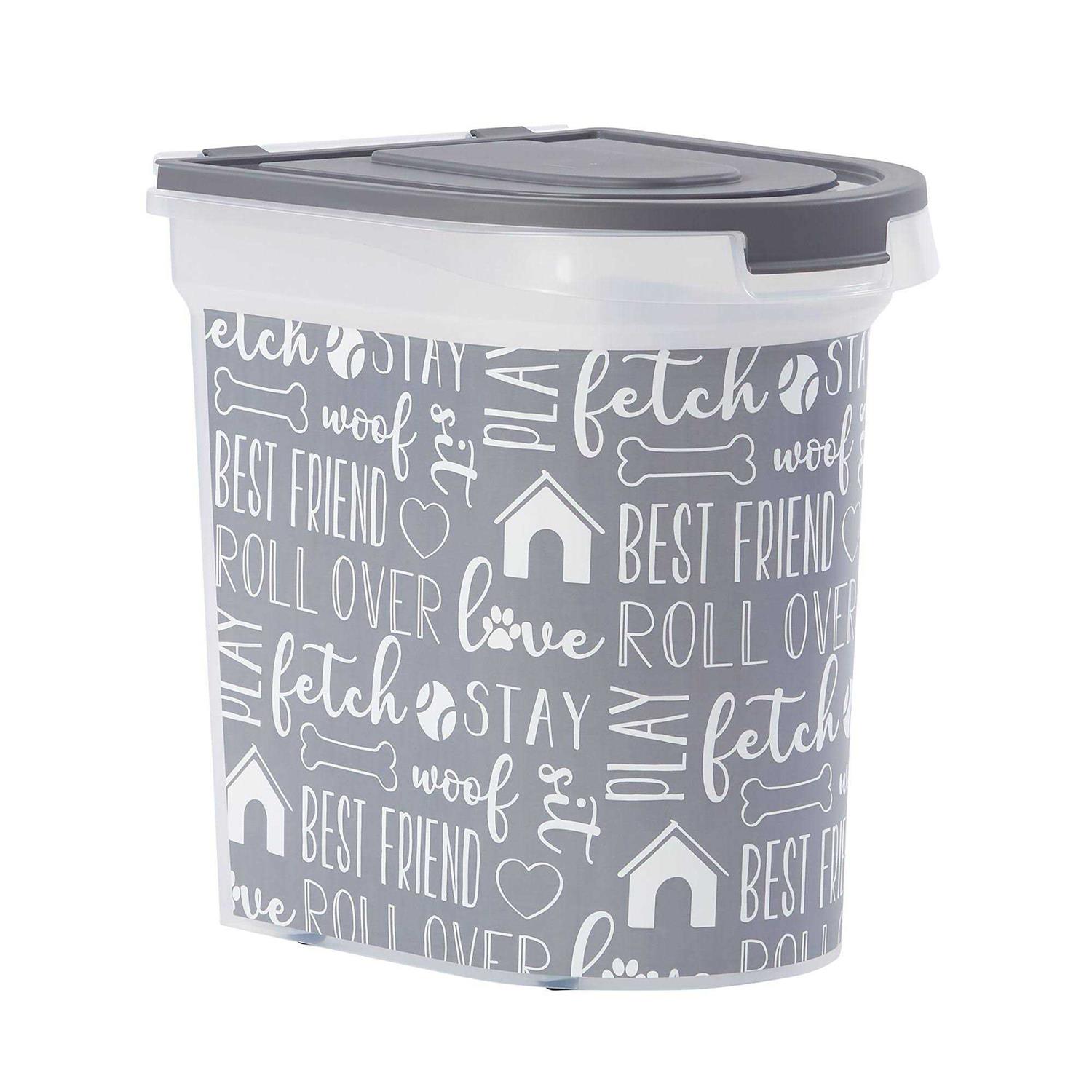 Paw Prints Grey Print Pet Food Storage Container with Wheels - Healthber
