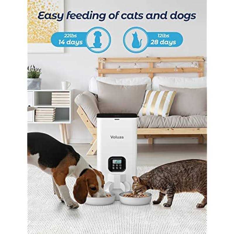 Voluas Automatic Cat Feeders for Two Cats Double Pet Feeder with 2 Stainless Steel Bowls - Healthber