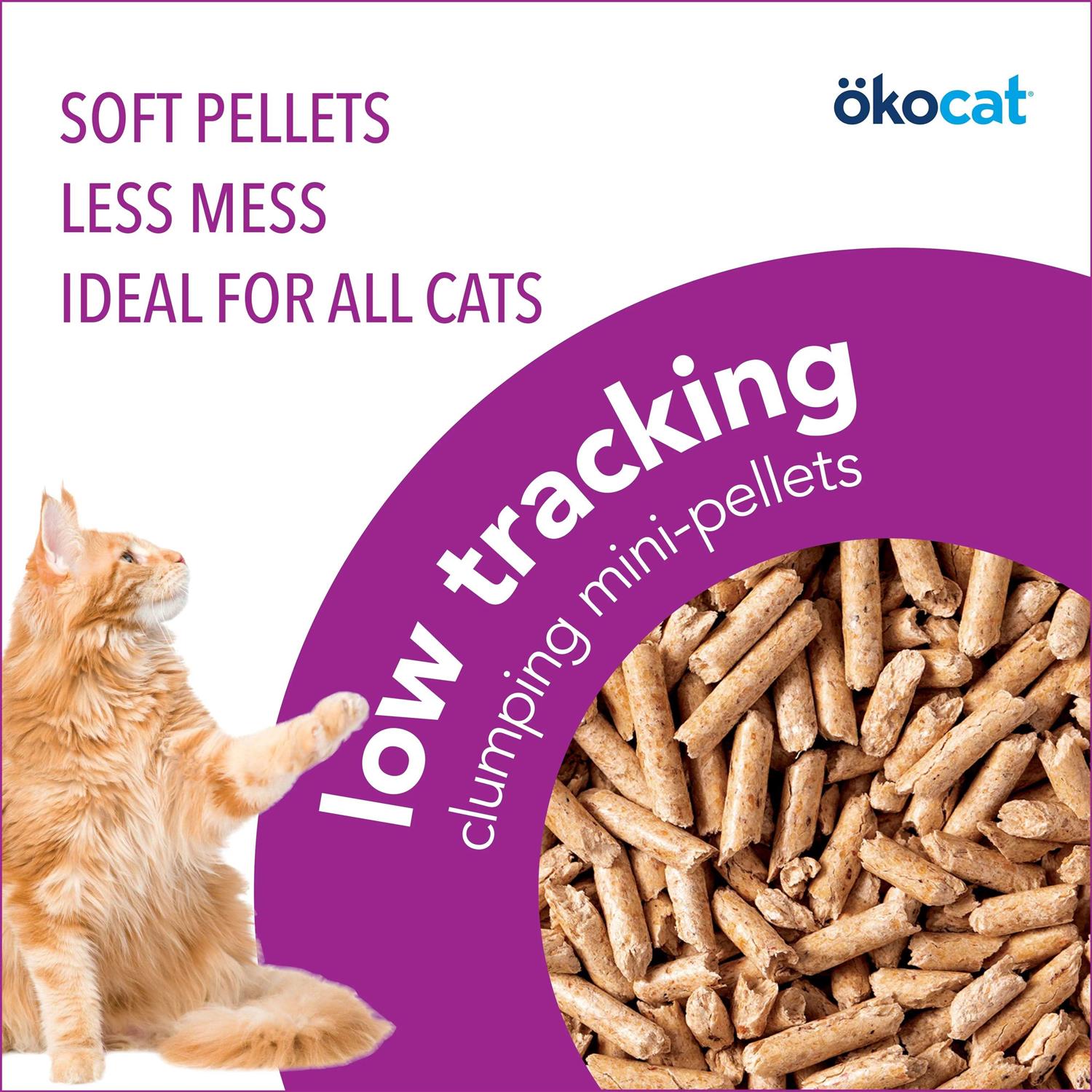 Okocat Low Tracking Clumping Mini Pellets Wood Cat Litter - Healthber