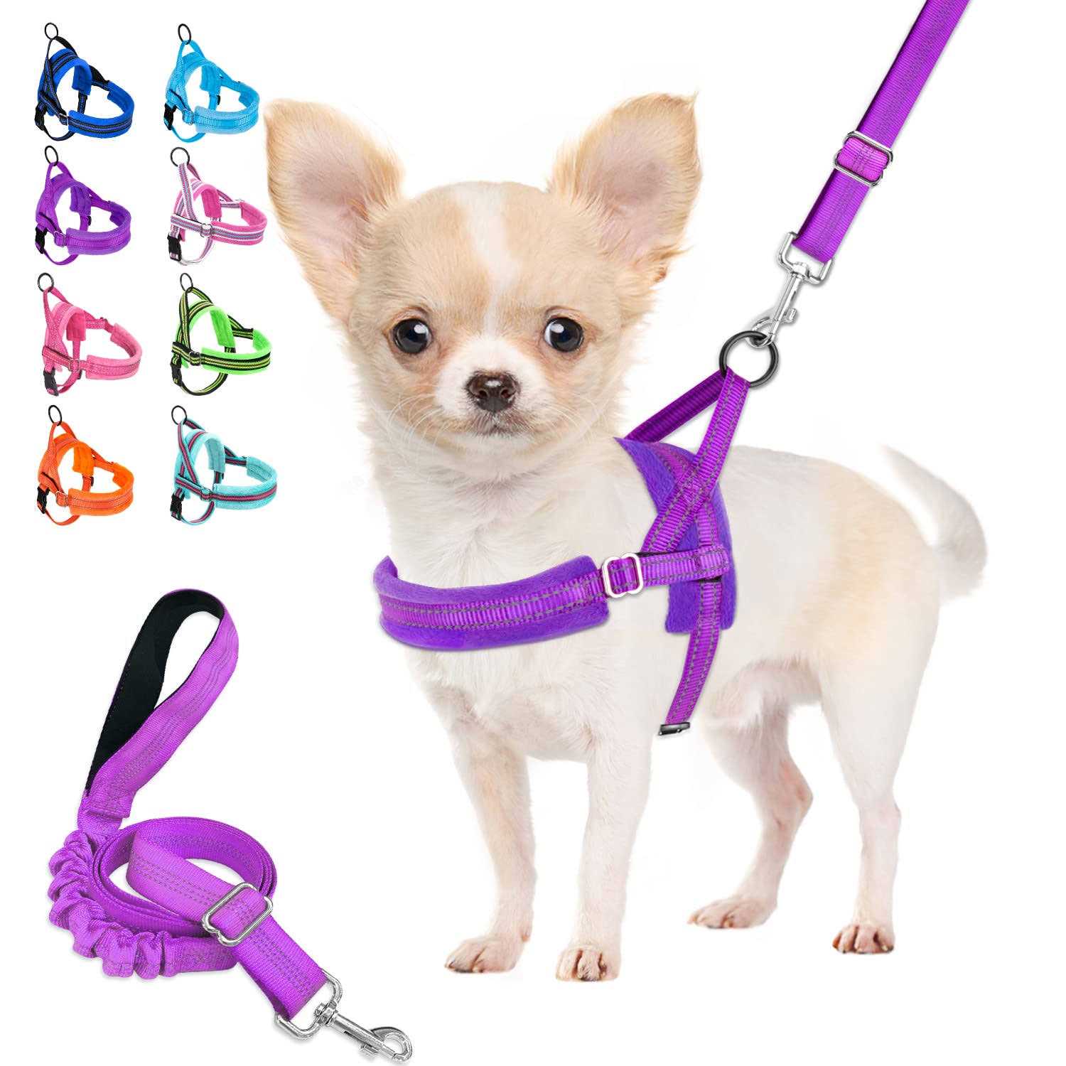 Lukovee Walking Dog Harness and Leash Heavy Duty Adjustable Puppy Harness Soft Padded Reflective Vest Harness Anti-Twist 4FT Pe - Healthber