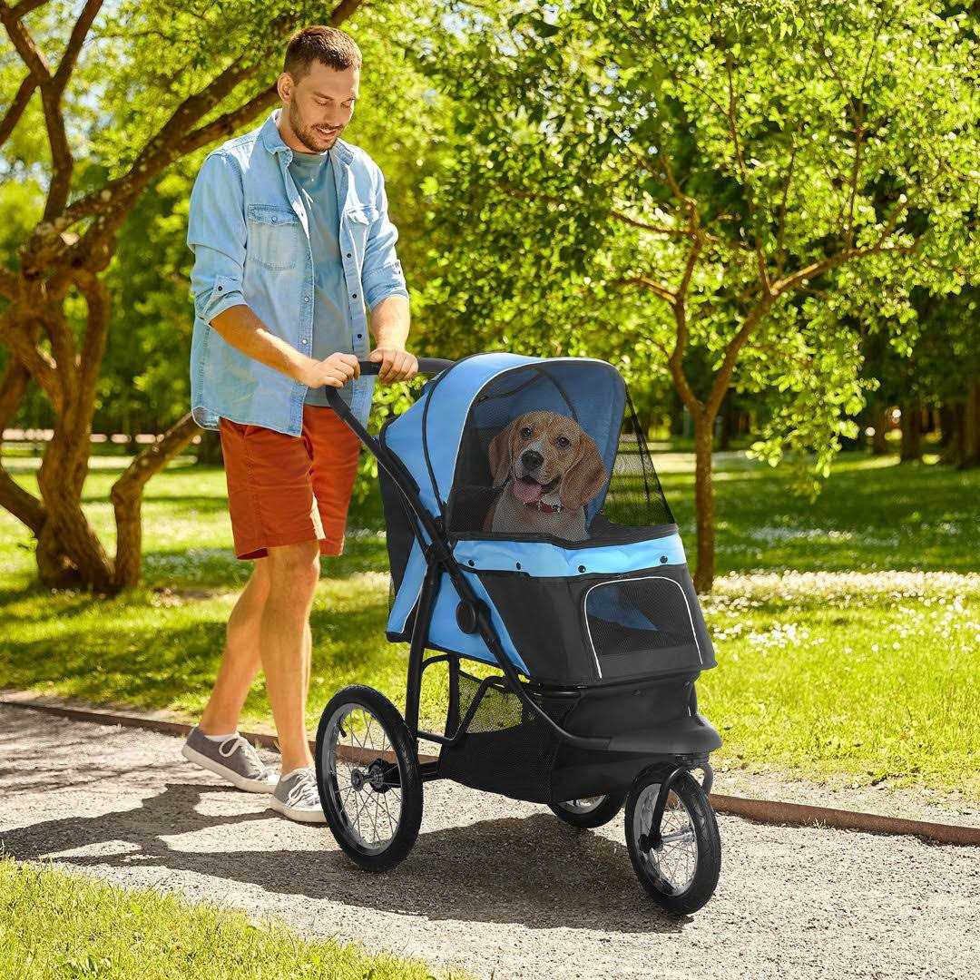 PawHut Pet Stroller for Small Dogs and Medium Dogs Foldable Cat Pram - Healthber