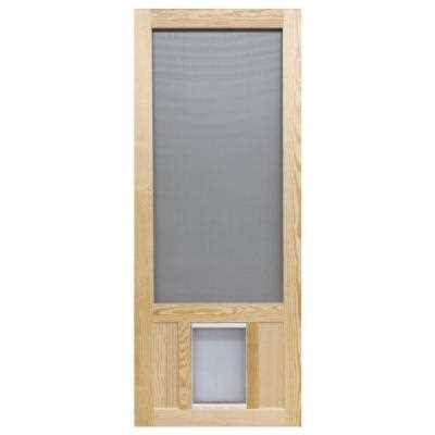 36 in. x 80 in. Chesapeake Series Reversible Wood Screen Door with Extra-Large Pet Flap - Healthber